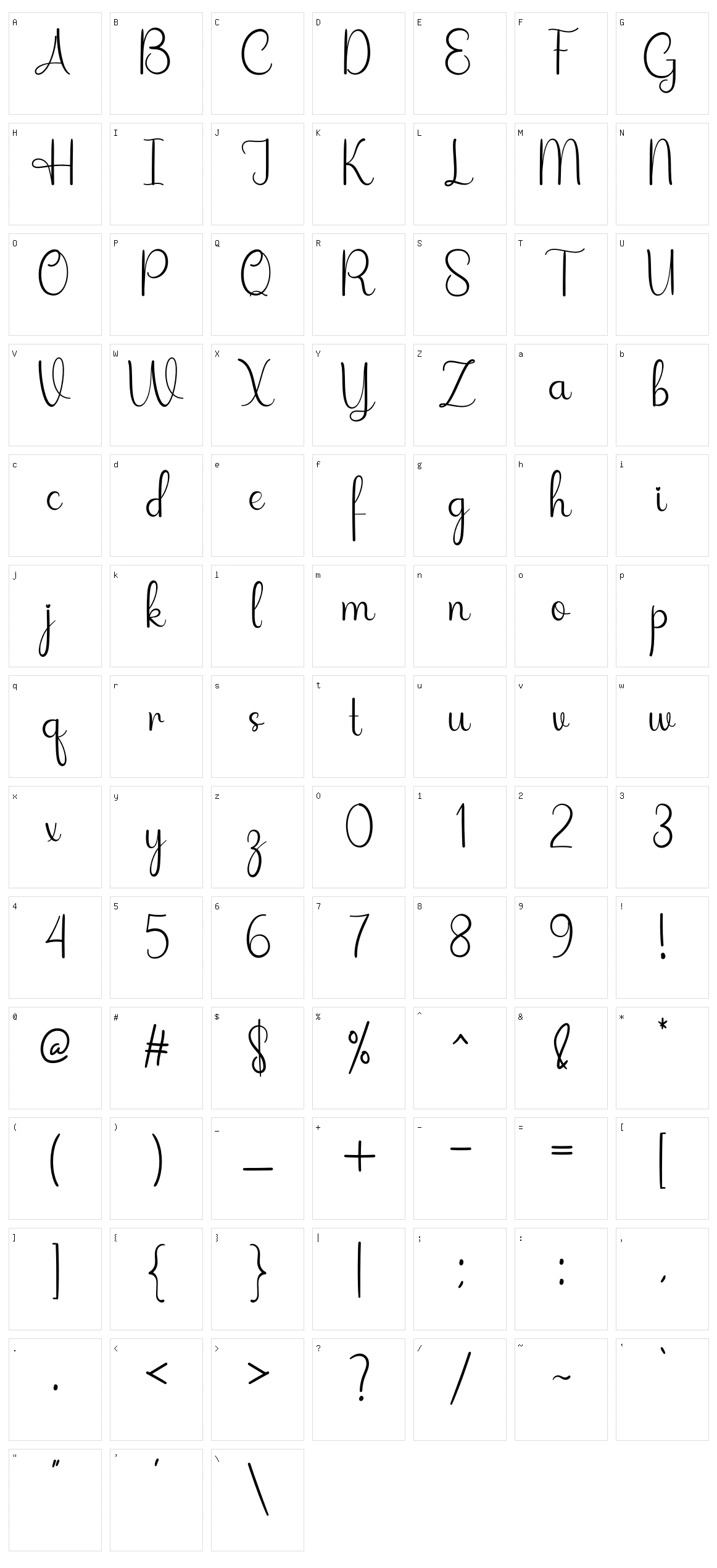 Writing Signature Character Set