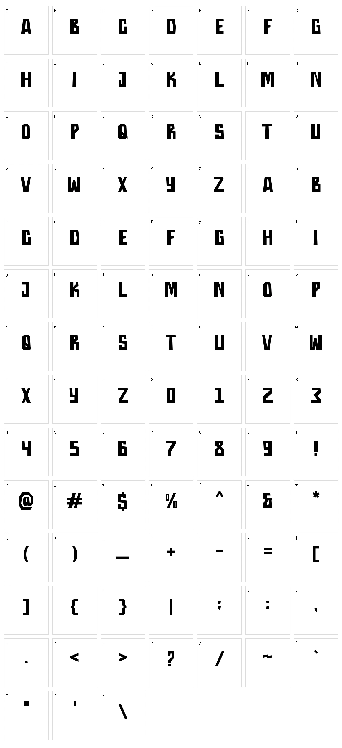 Throostle Character Set