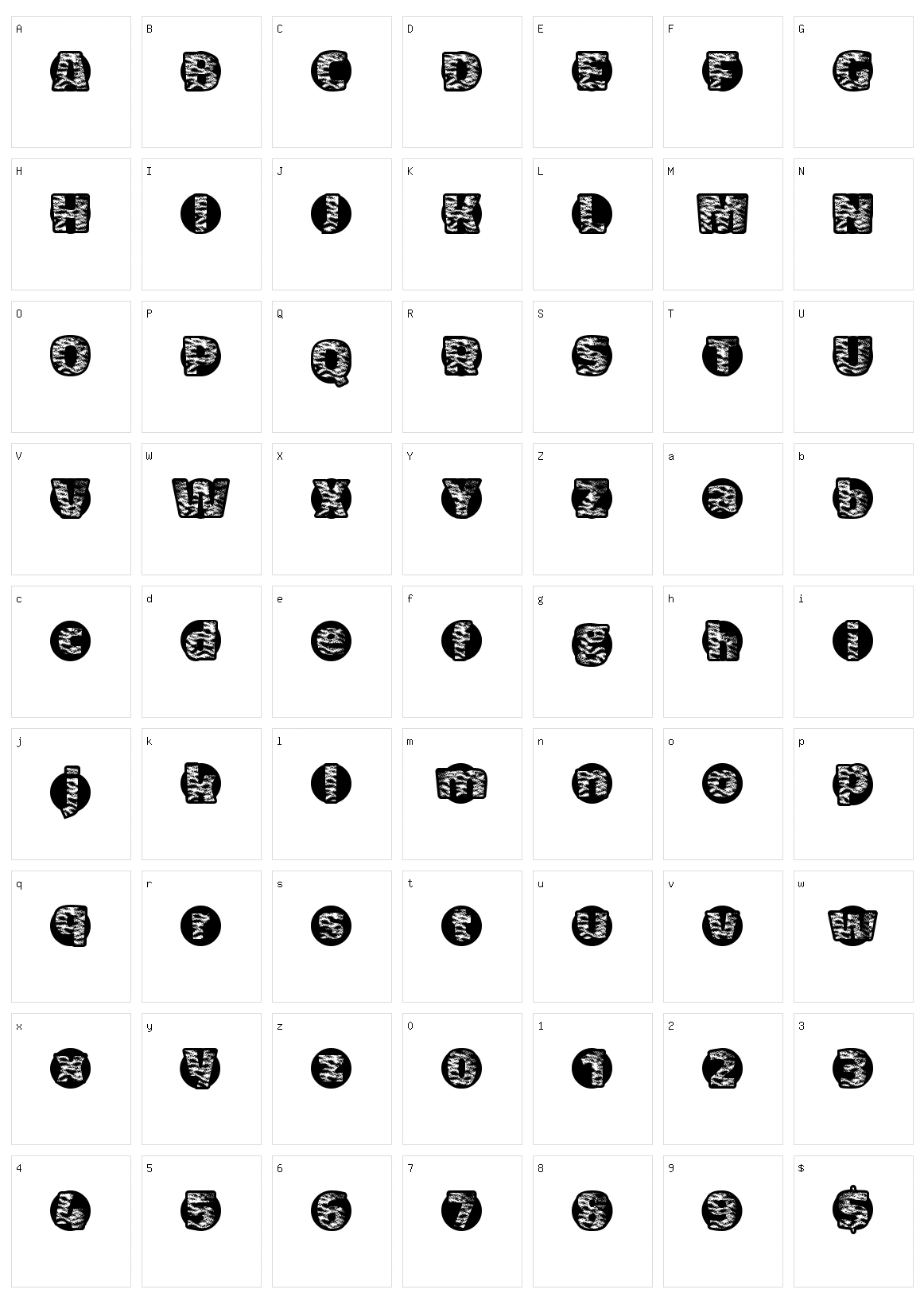 Tiger Bawl Character Set