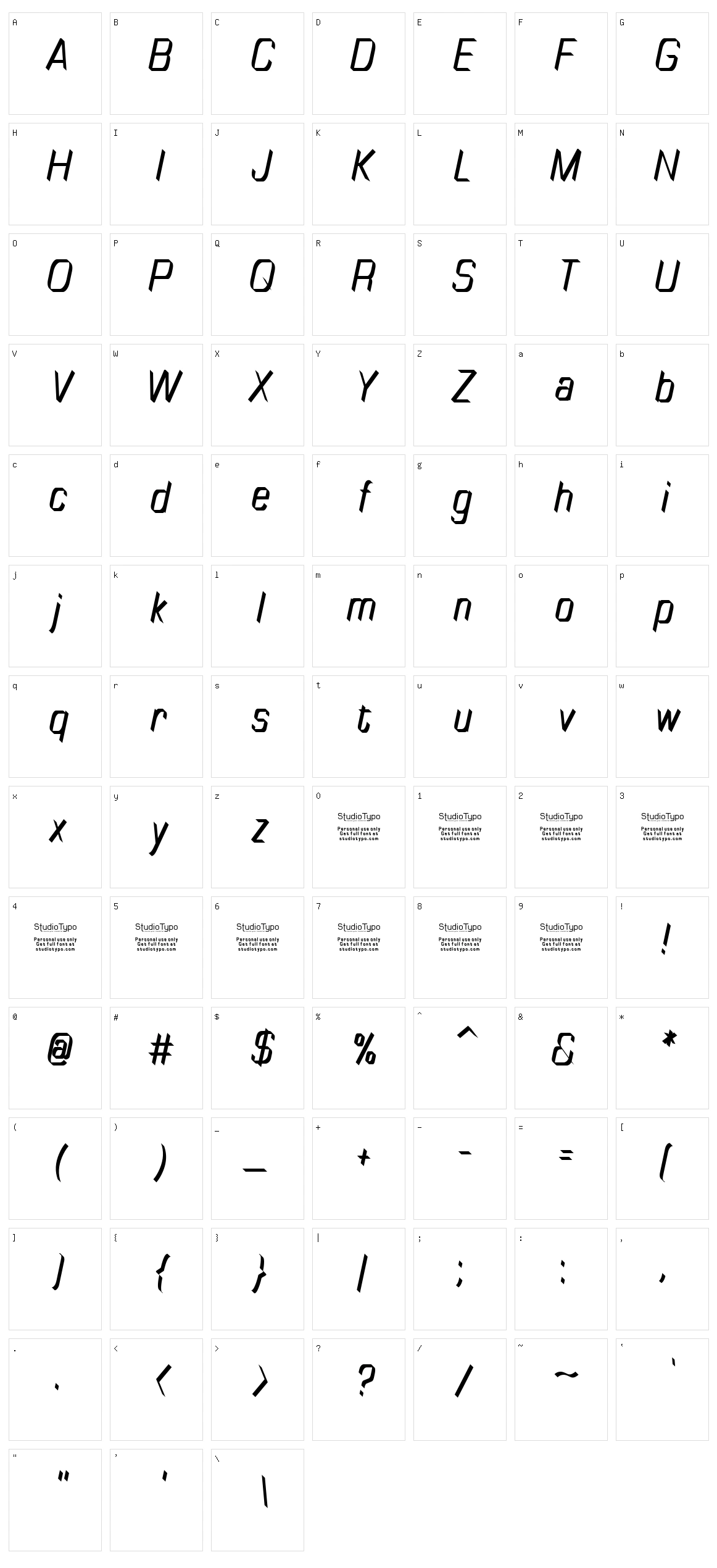 Tiny Plate Character Set