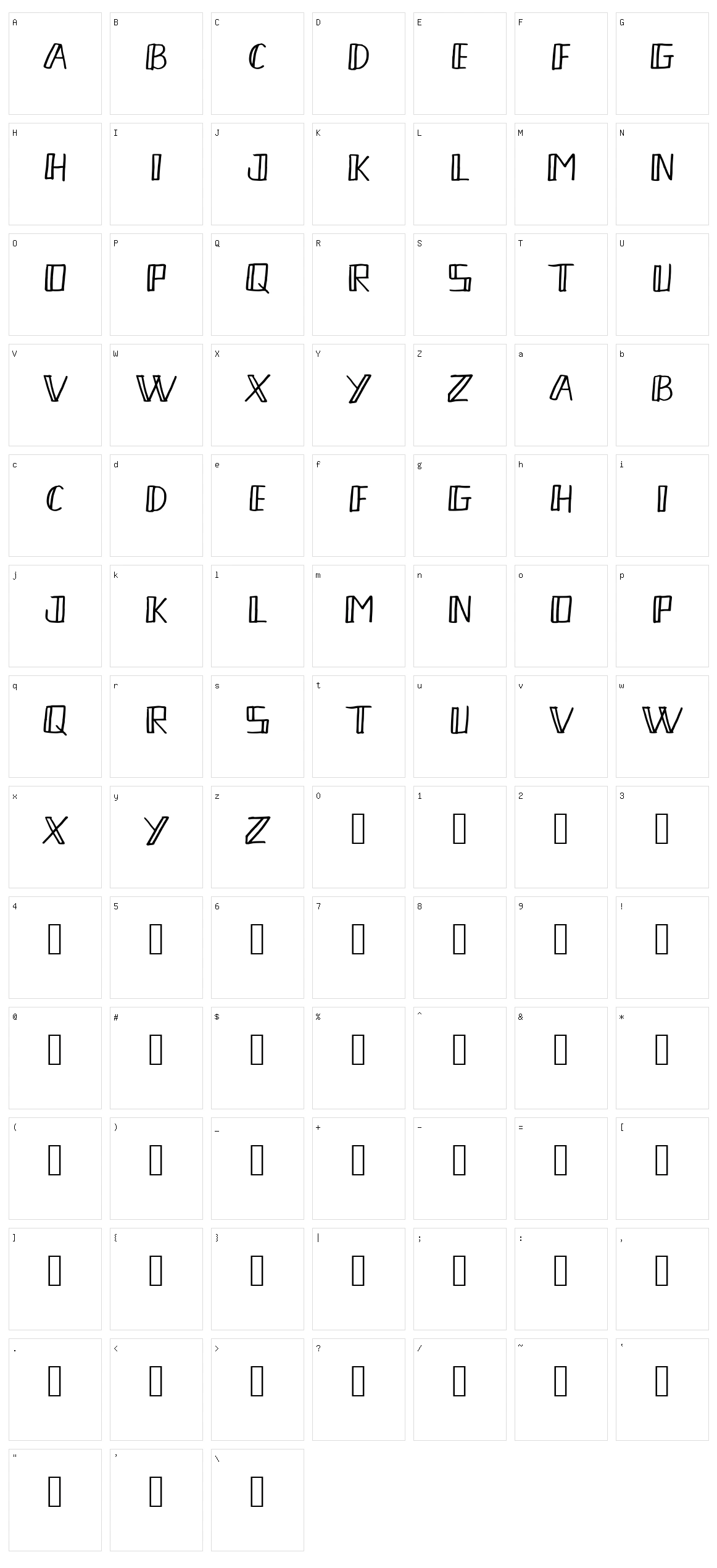 Toopen Character Set