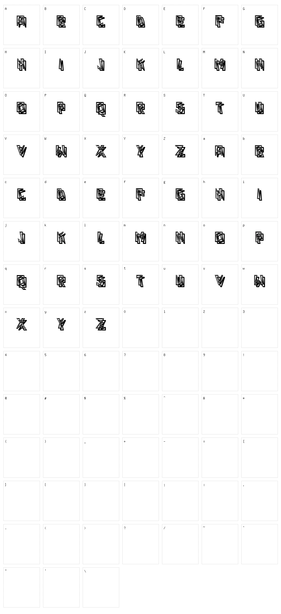 Transparento Character Set