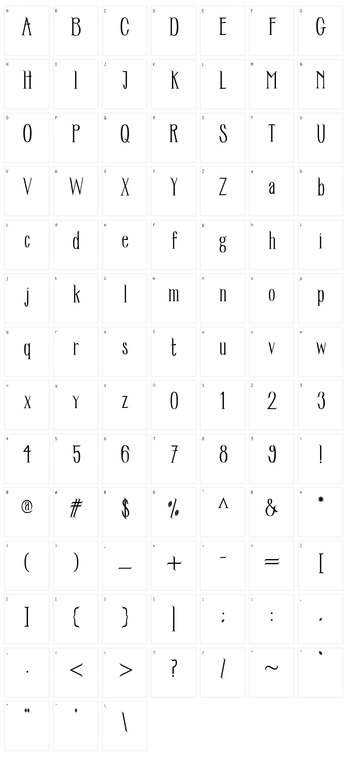 Tree FTR Character Set