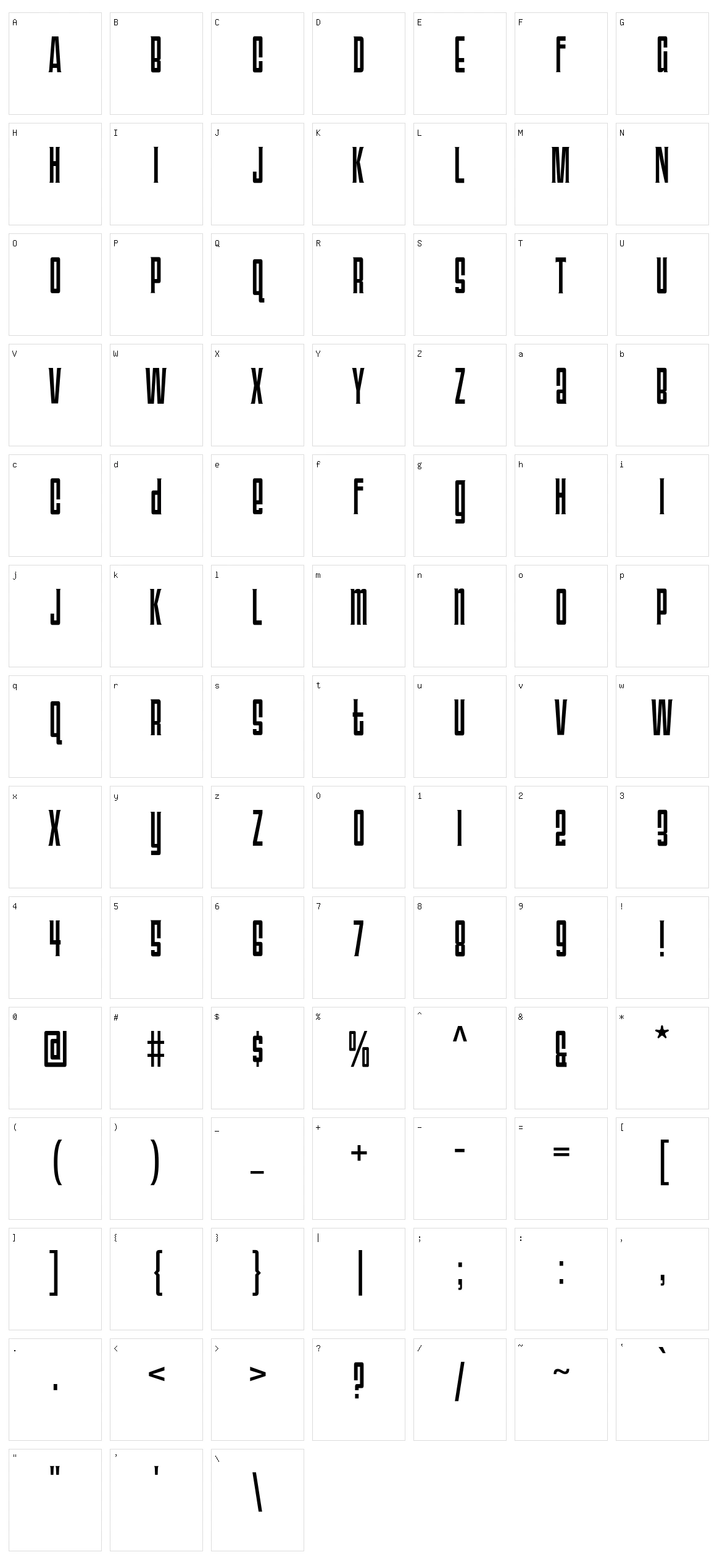 Triac 71 Character Set