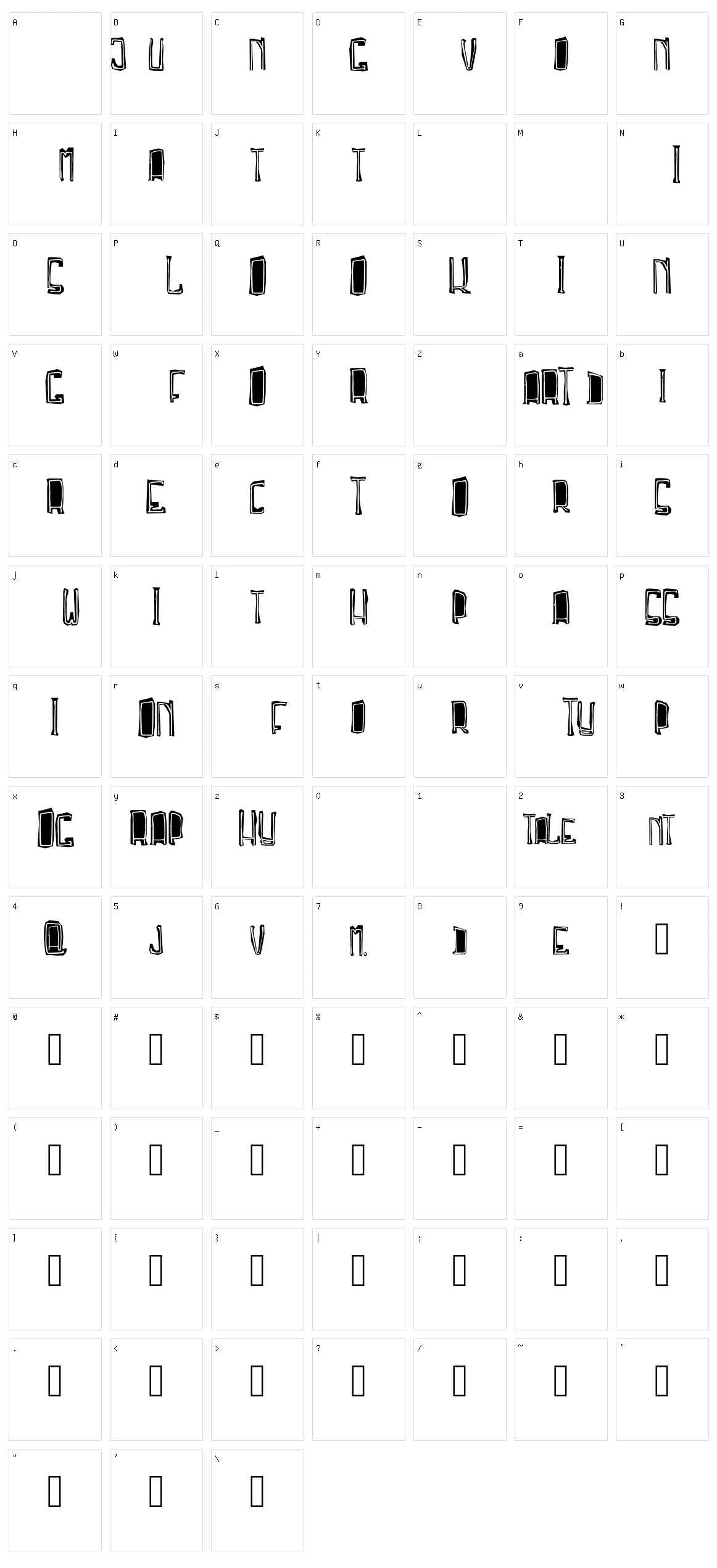 Troja Script Character Set