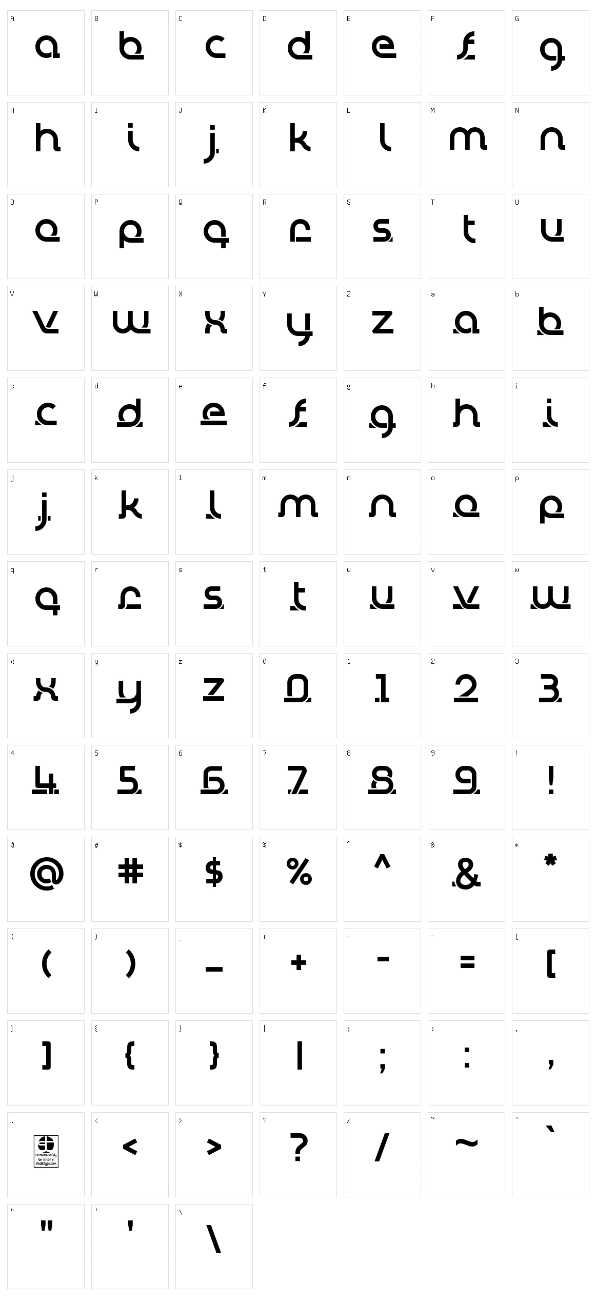 Tually Character Set