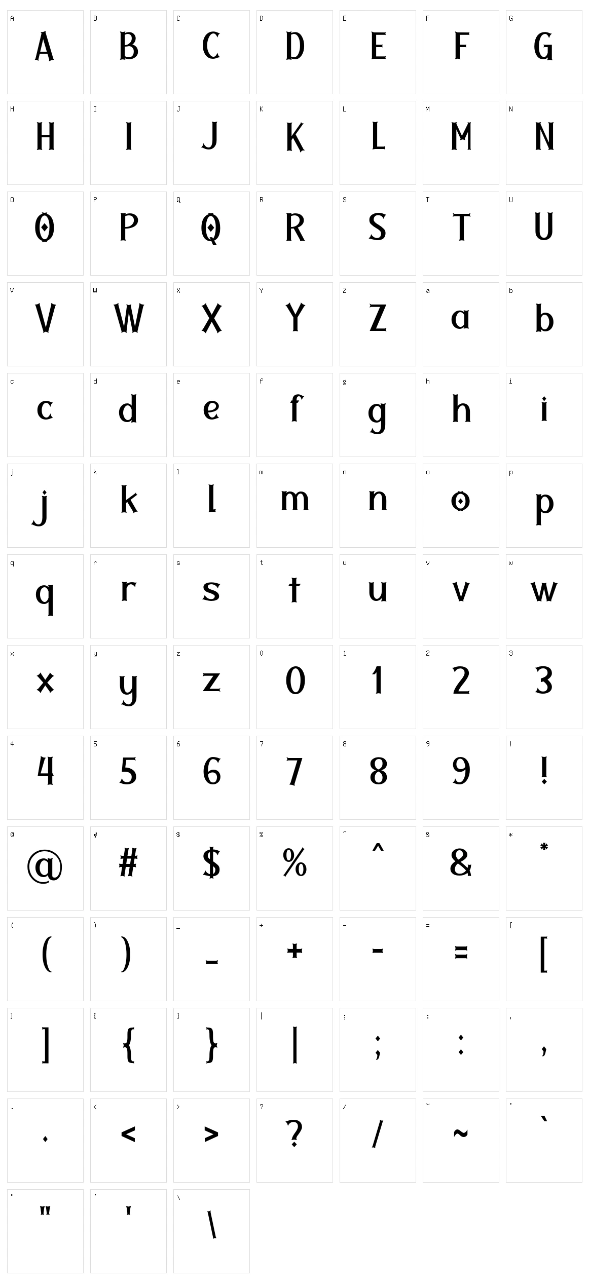 Twolank Character Set