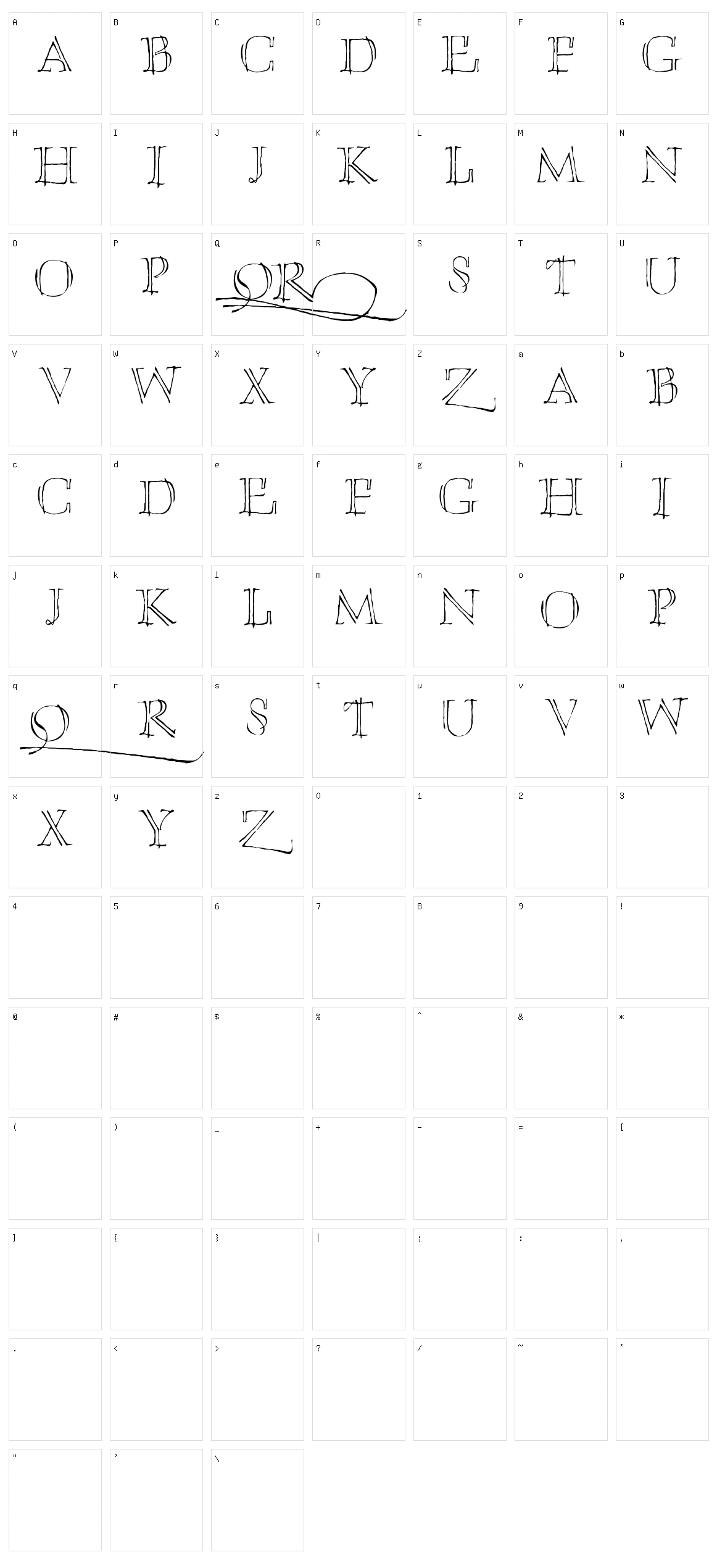 Umberette Character Set