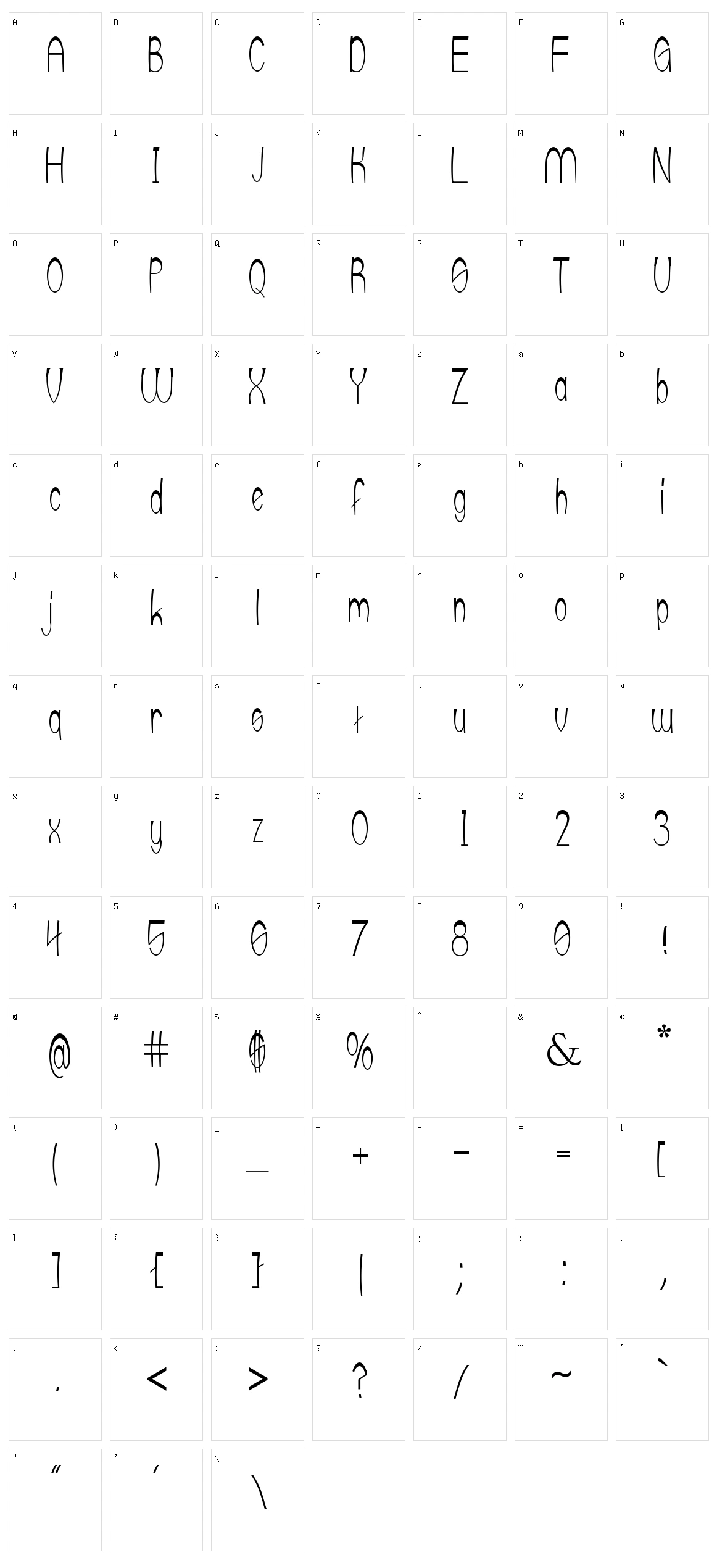UpTop Character Set