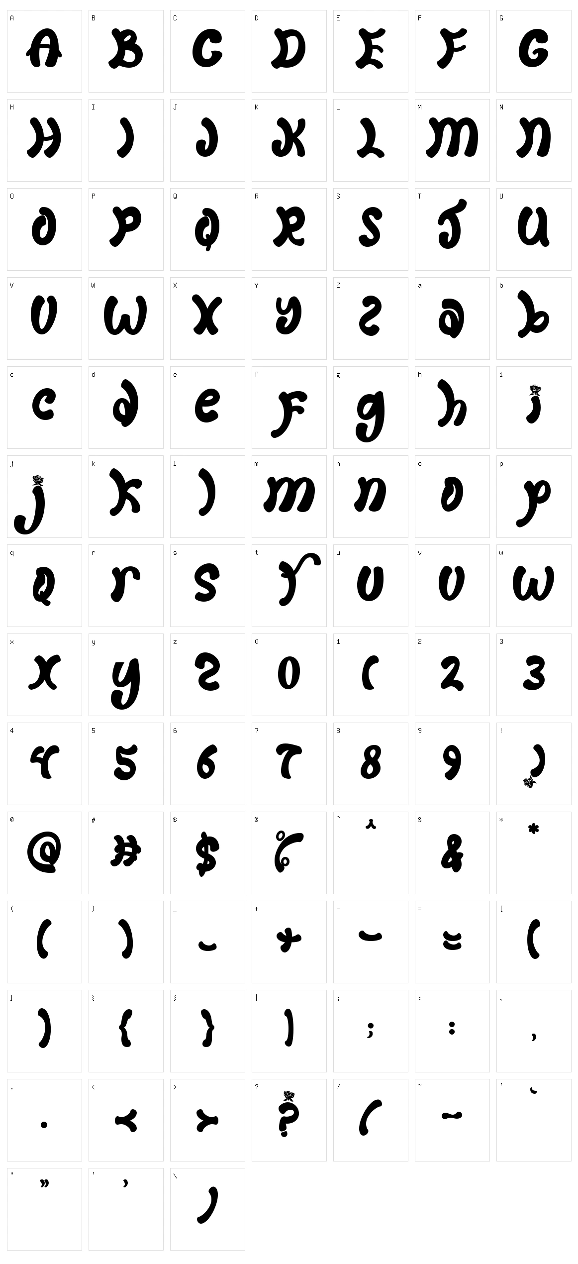 Valerose Character Set