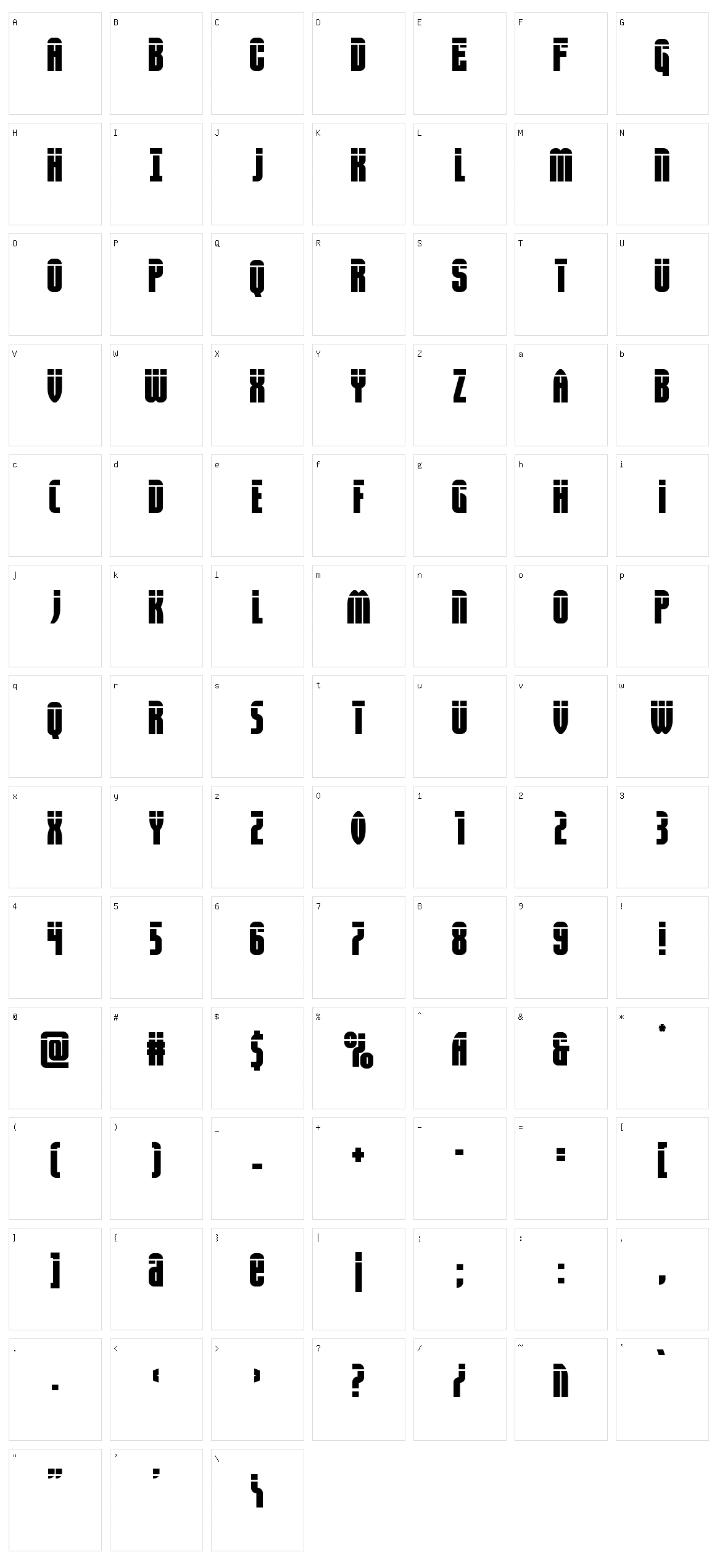 Valiant Times Character Set