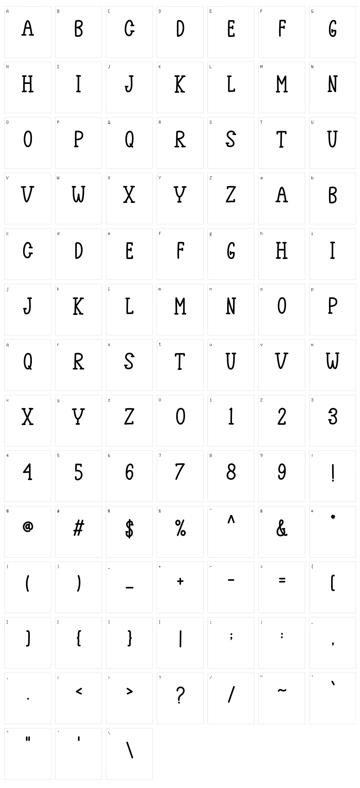 Valrie Character Set
