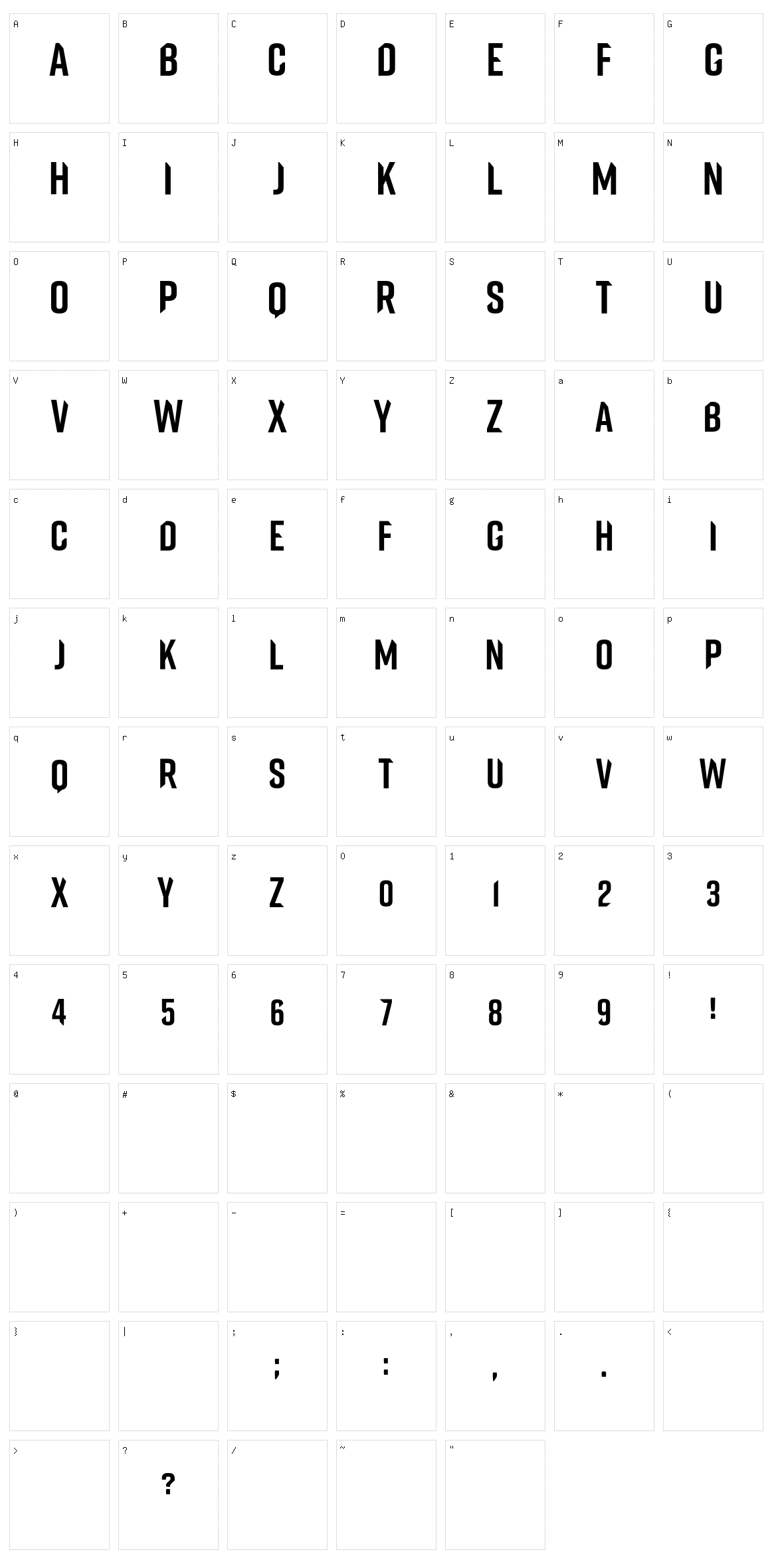 VanFonting Character Set