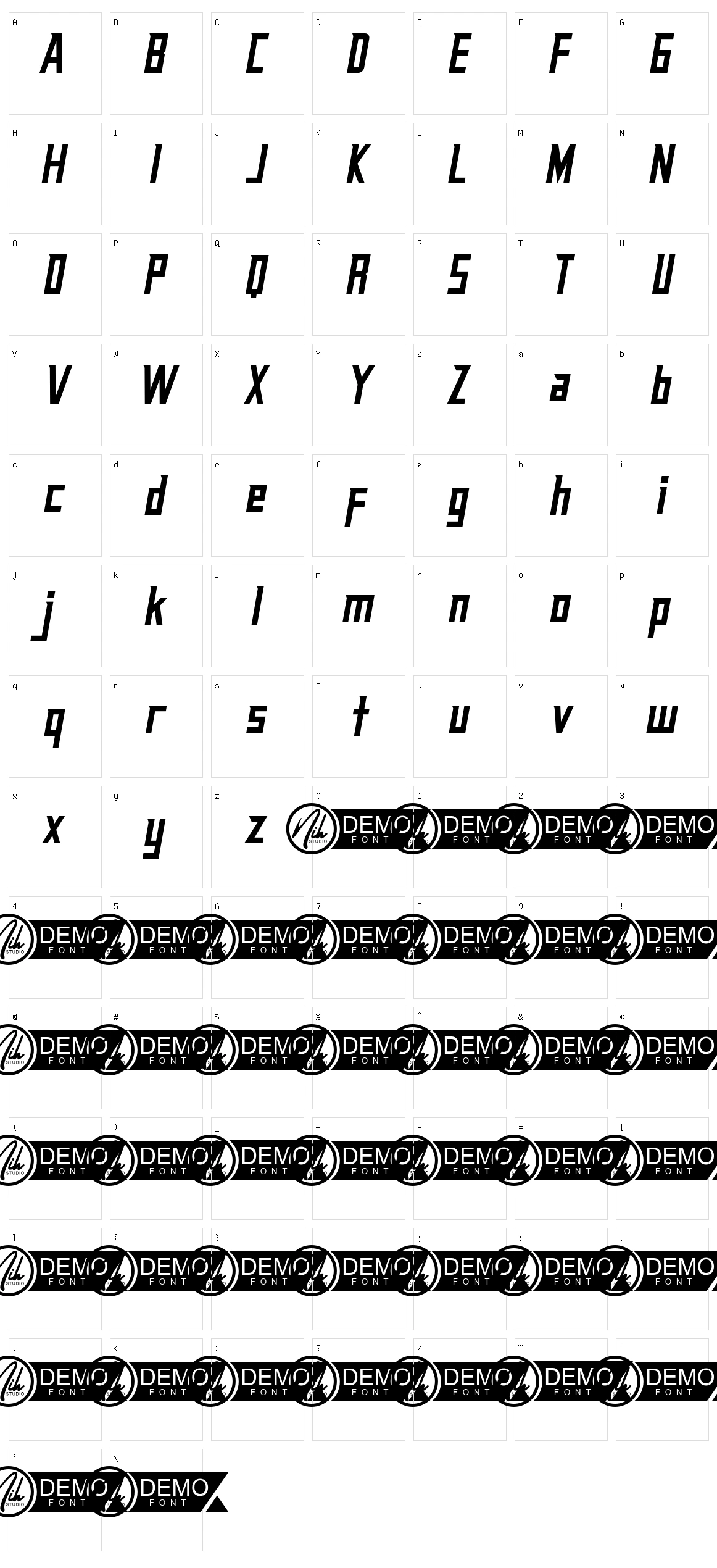 Vanisher Character Set