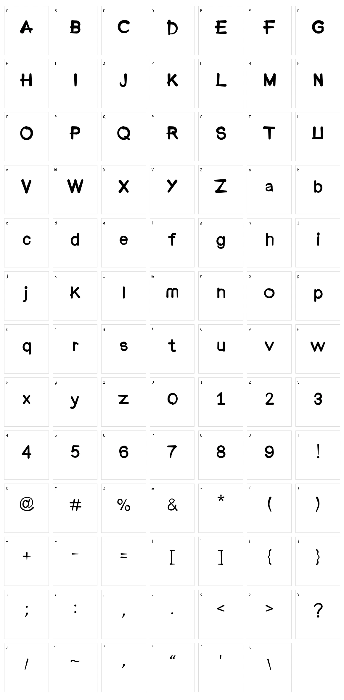 Varius Font Character Set