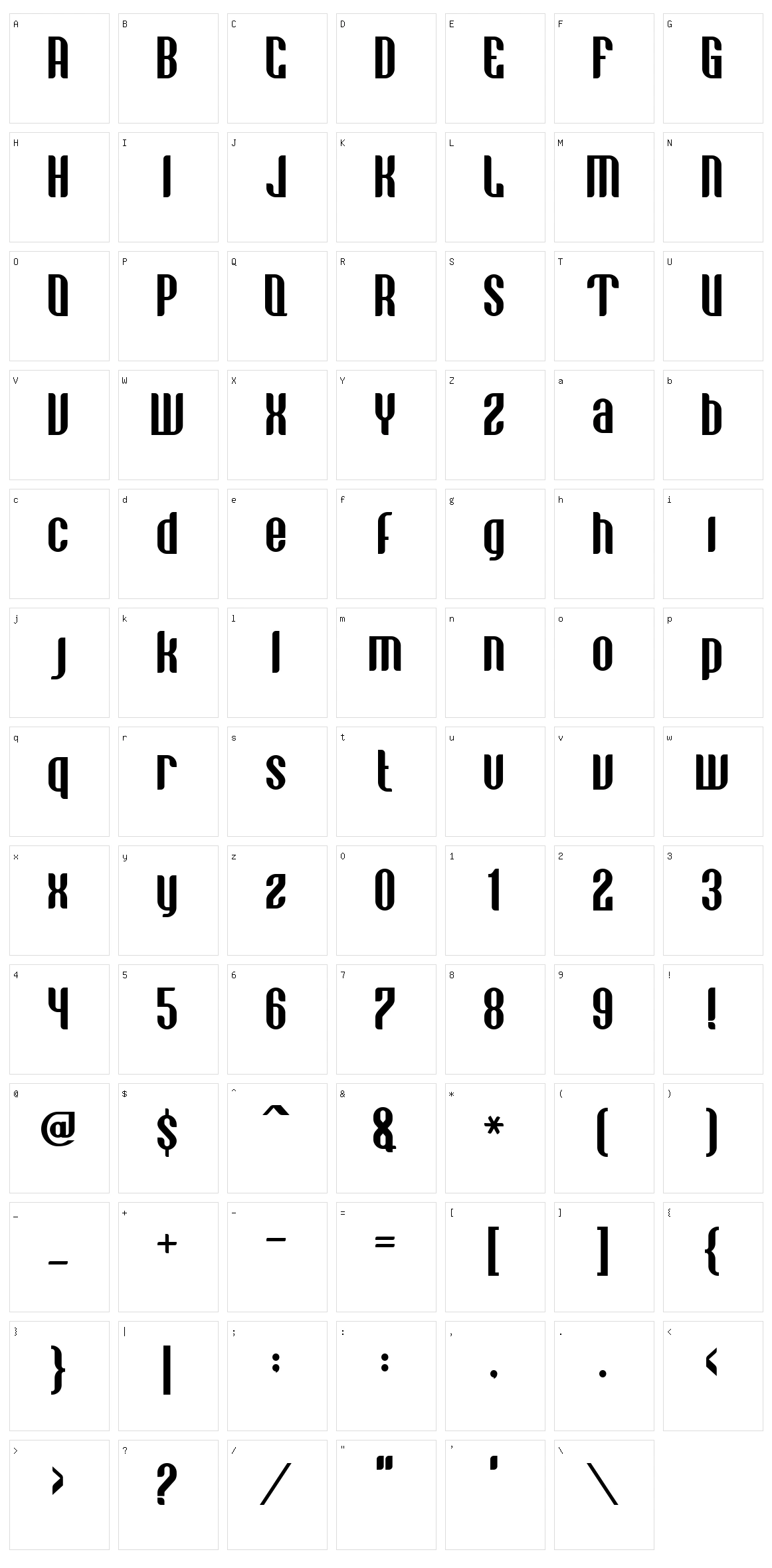 VE Vastagurly Display Character Set