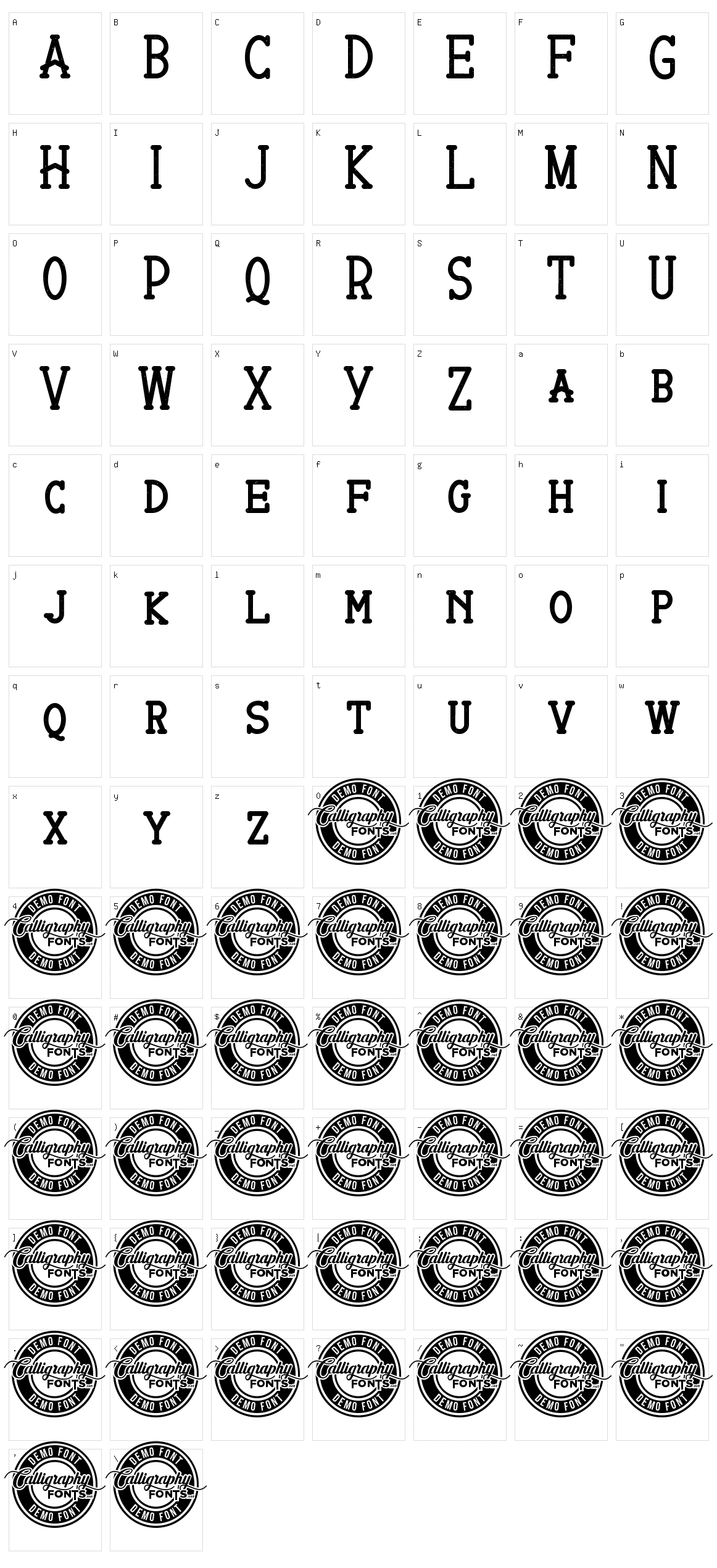 Ventnor Character Set