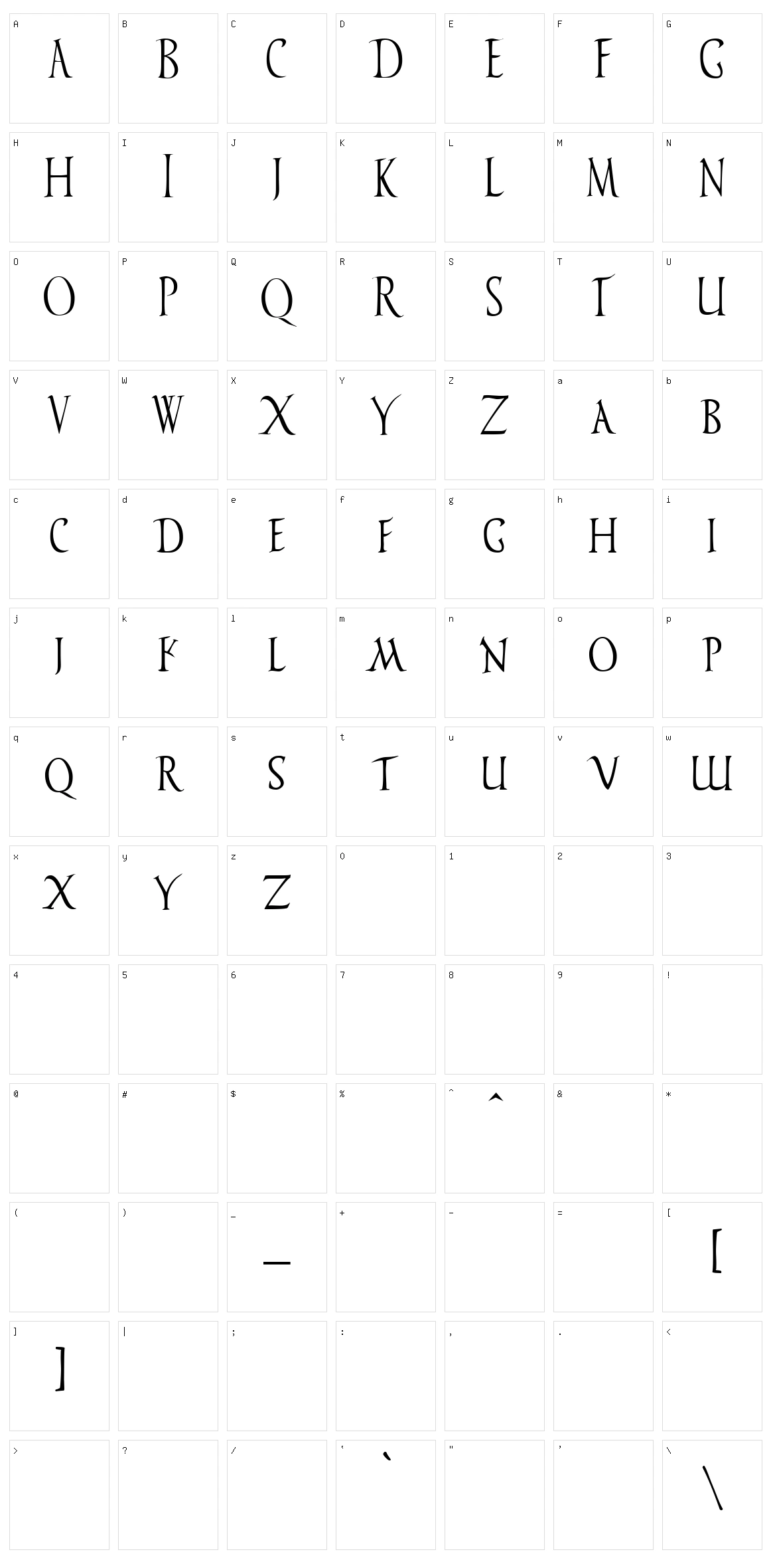 Vespasiano Character Set