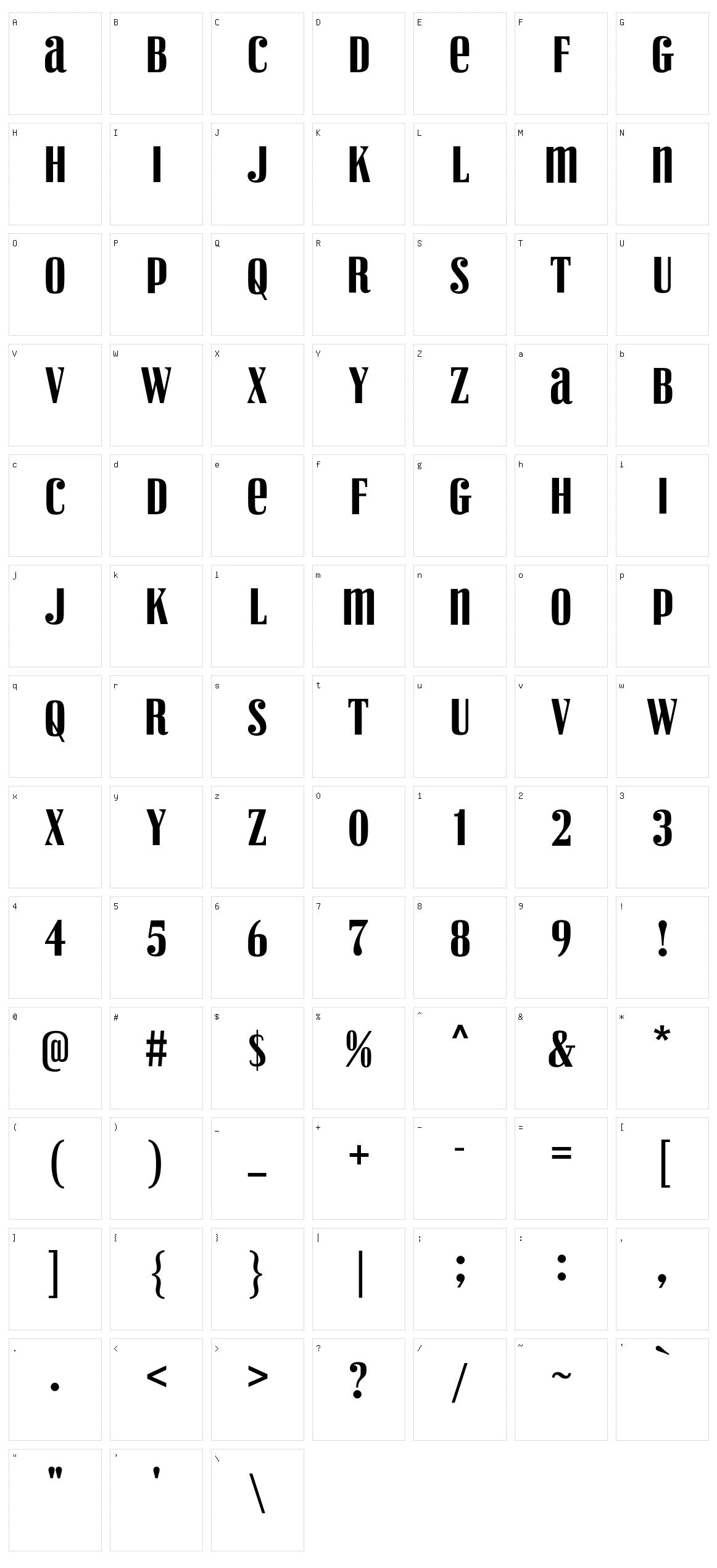 Vexler Slip Character Set