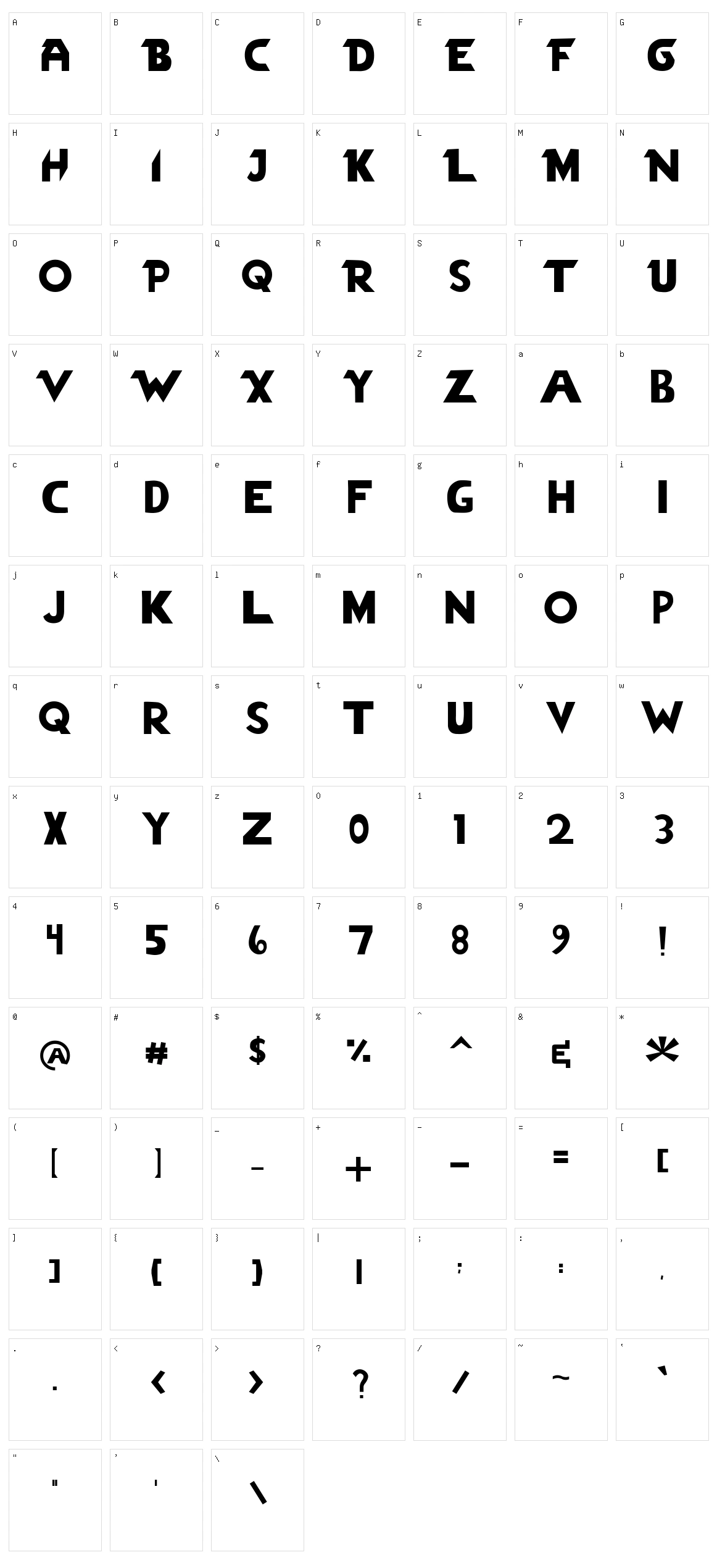 Veztro Character Set