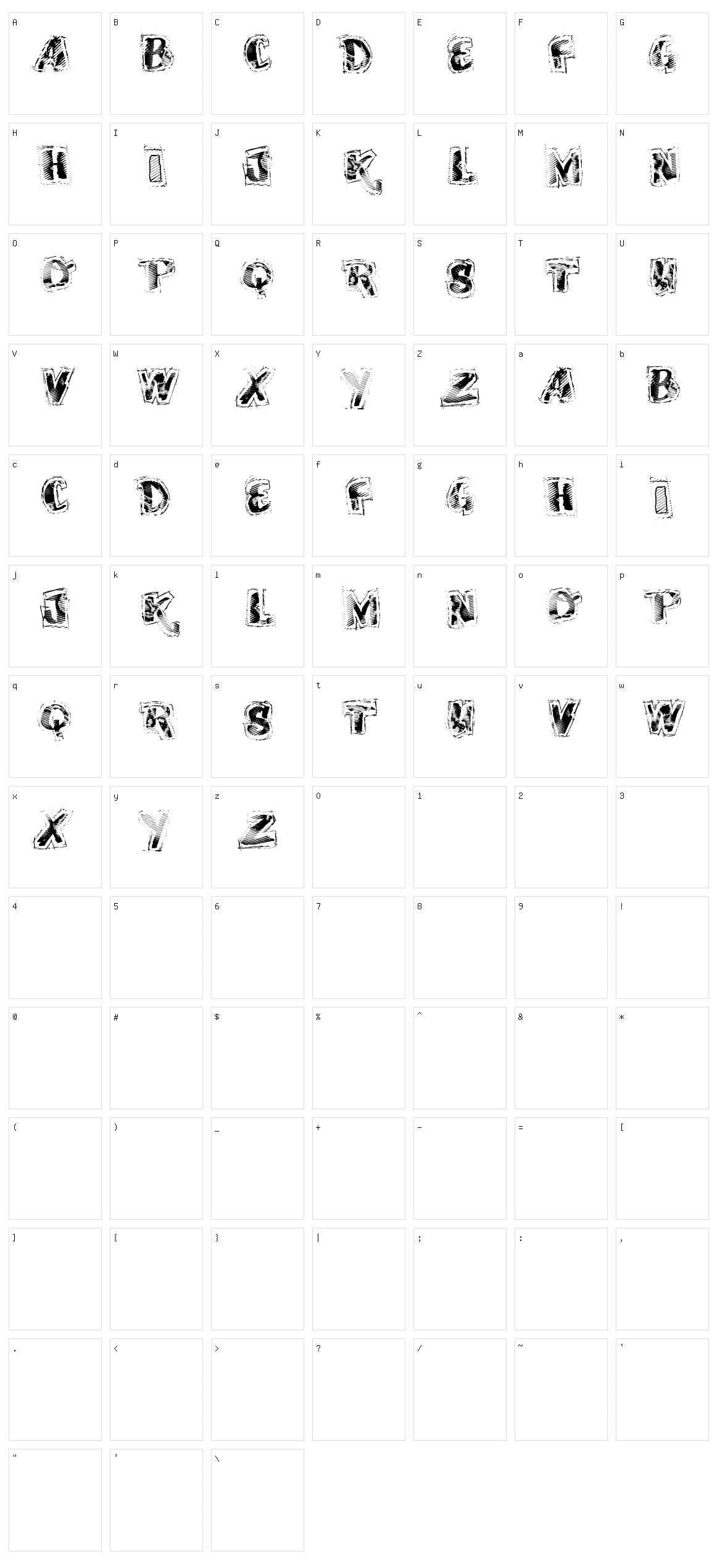 VTKS Scrubbled Character Set