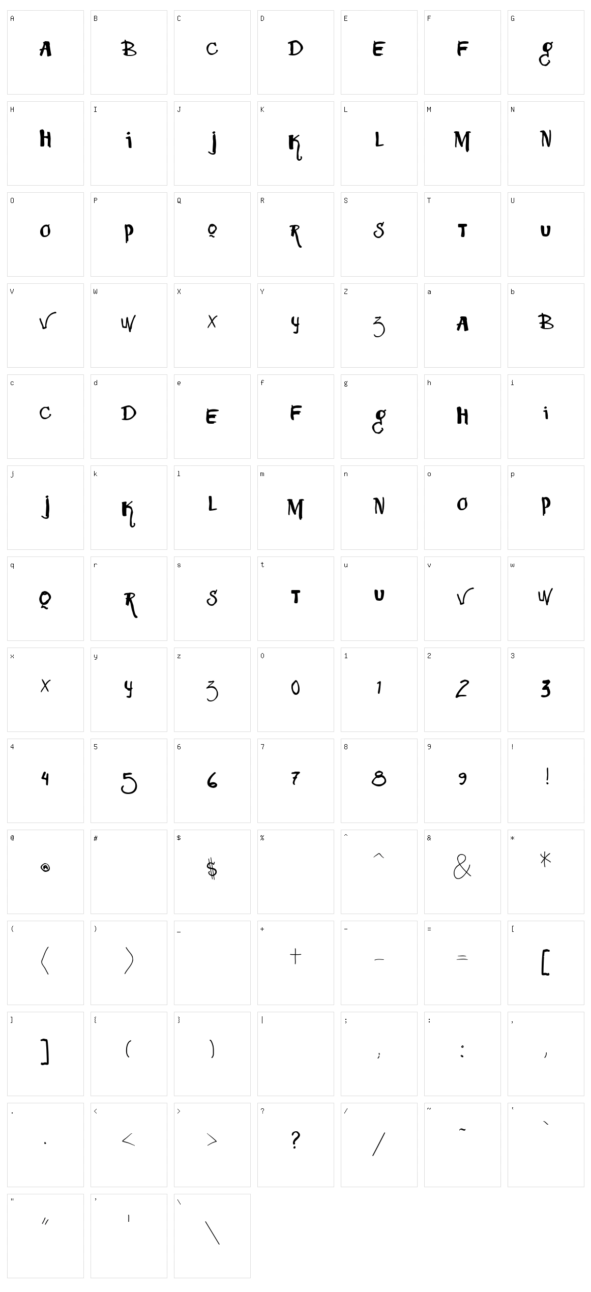 Vtks Squizita Character Set