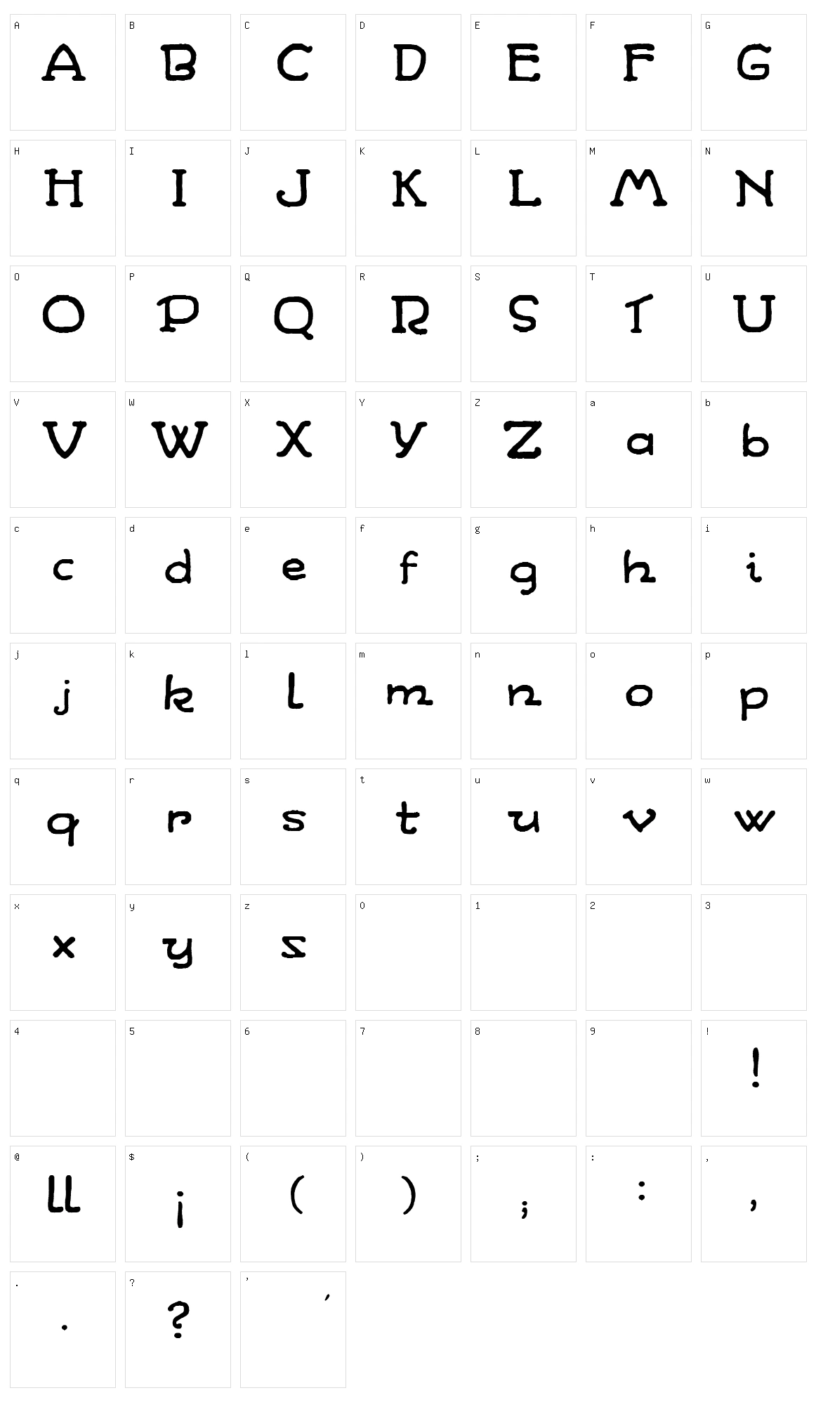 WandaFont Character Set