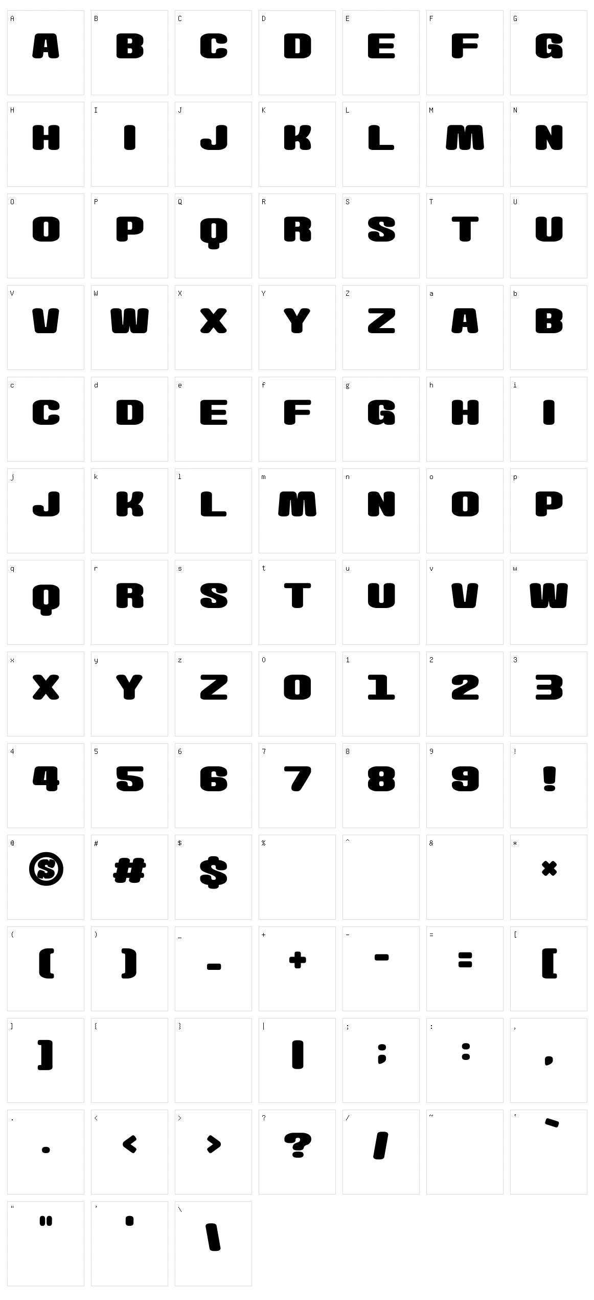 Wasabi-Gum G Character Set