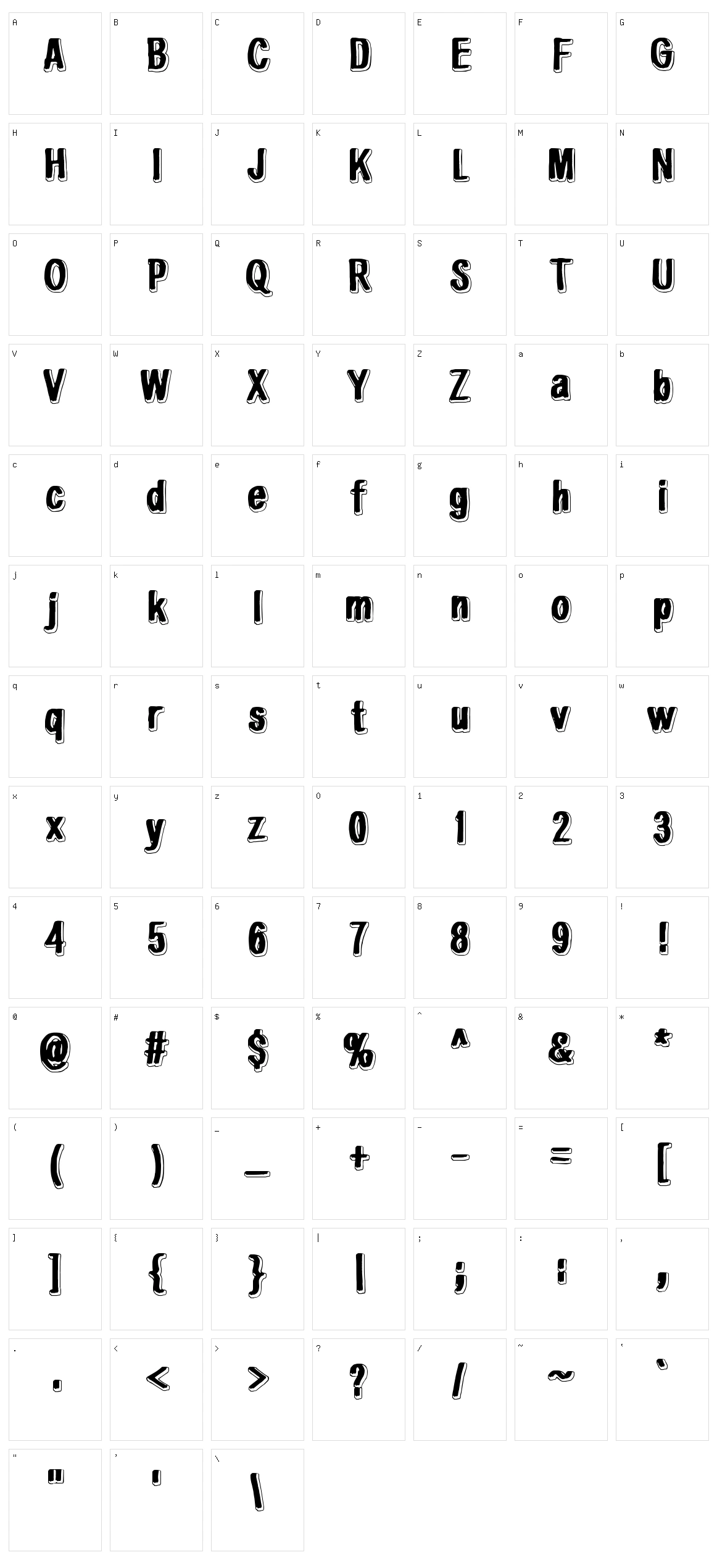 White light, black line Character Set