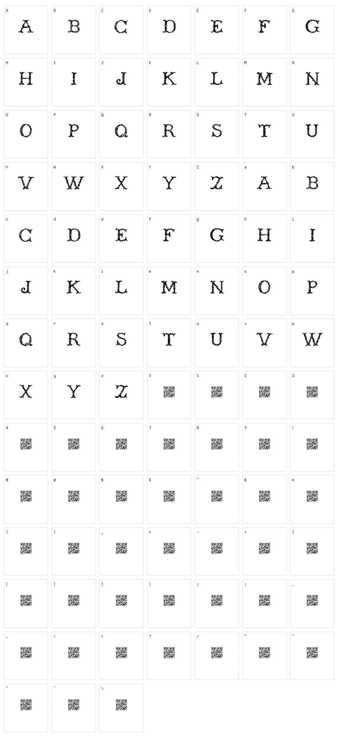 Wickers Character Set