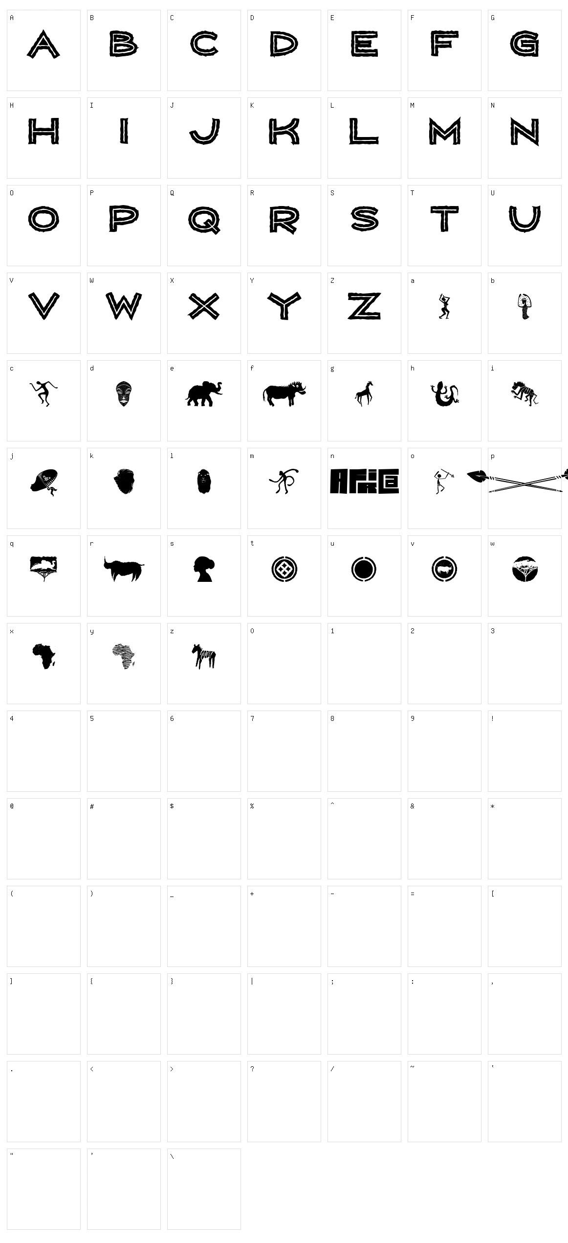 Wild Africa Character Set