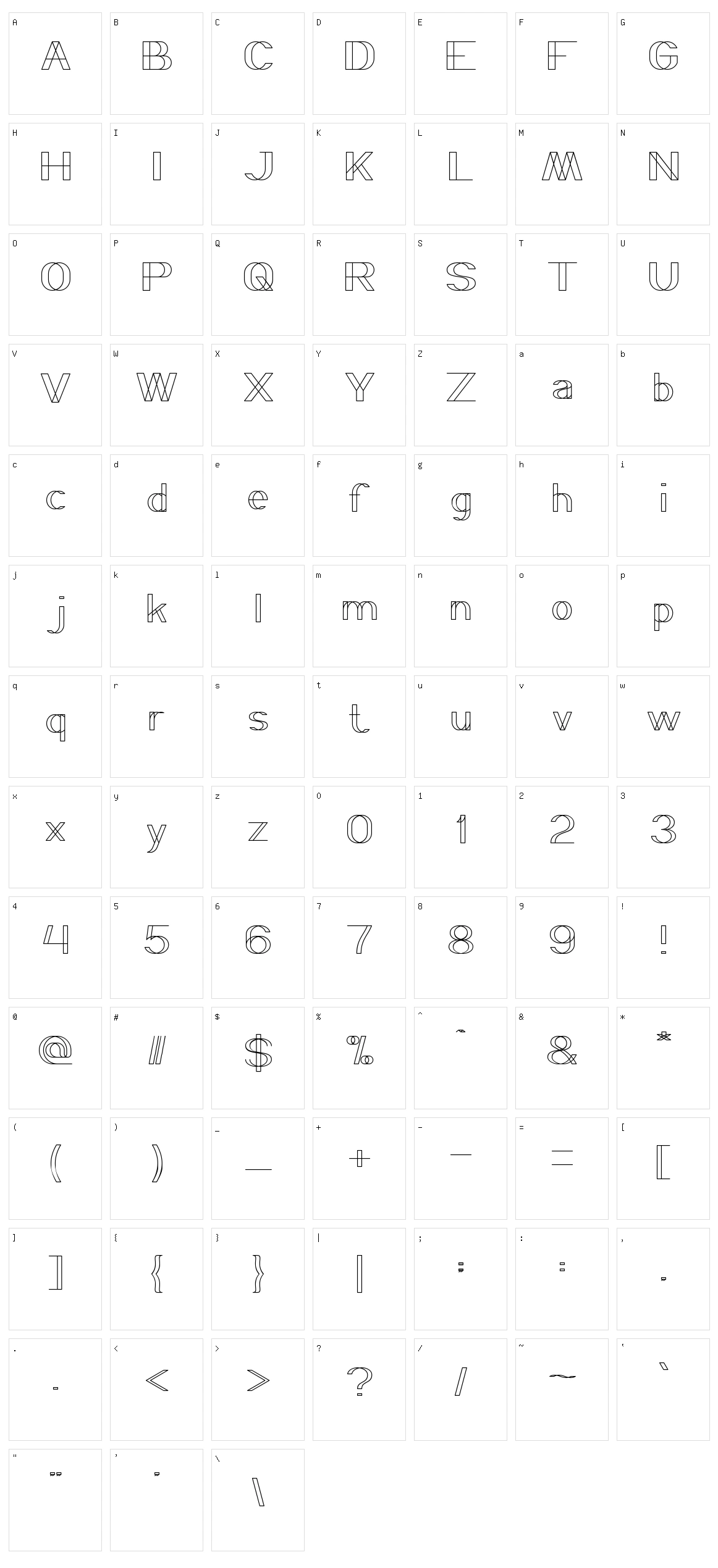Wireframe Character Set
