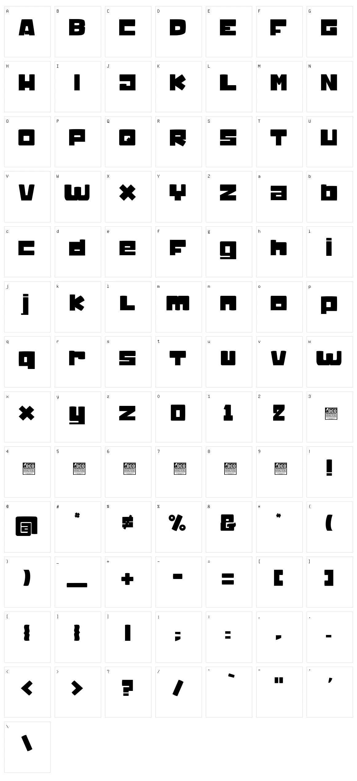 Wombats Character Set