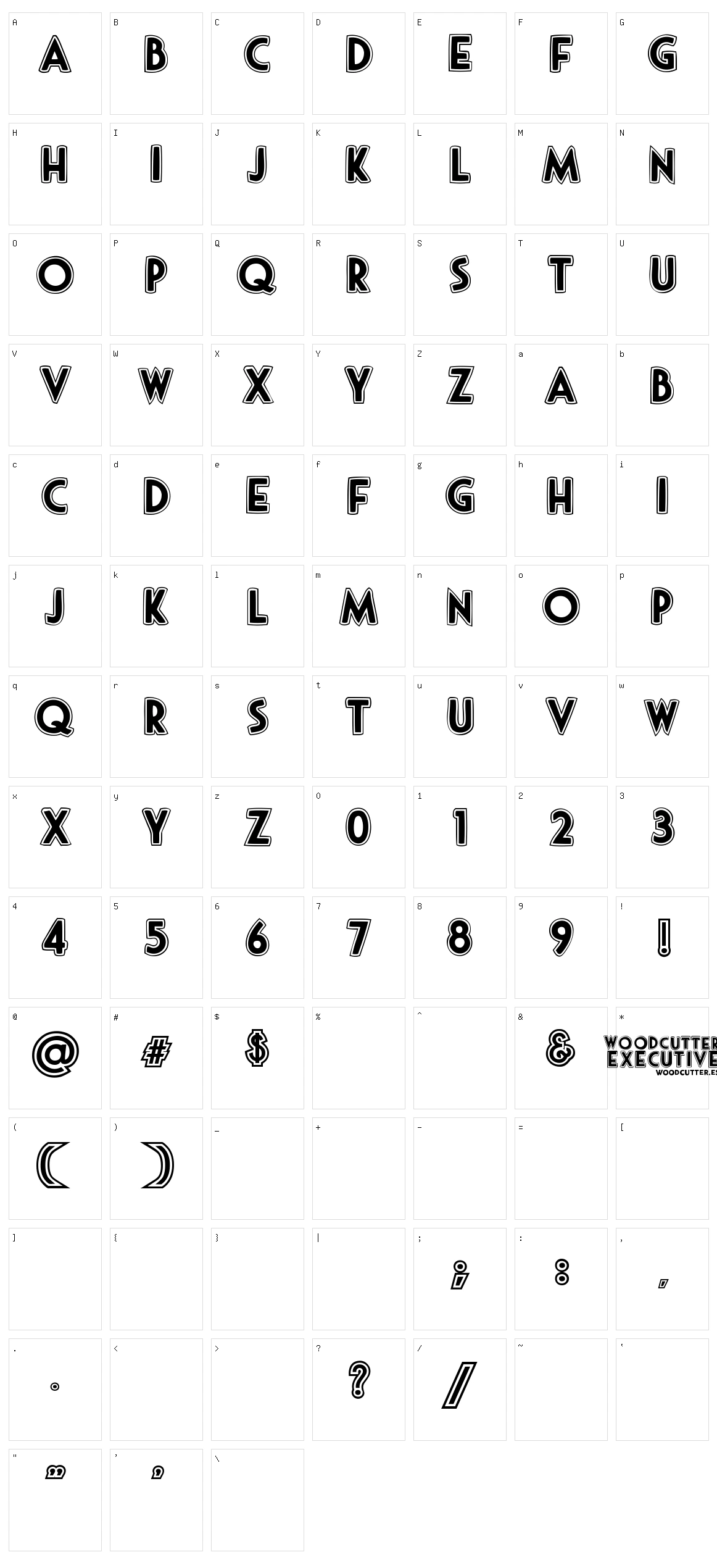 Woodcutter Executive Character Set