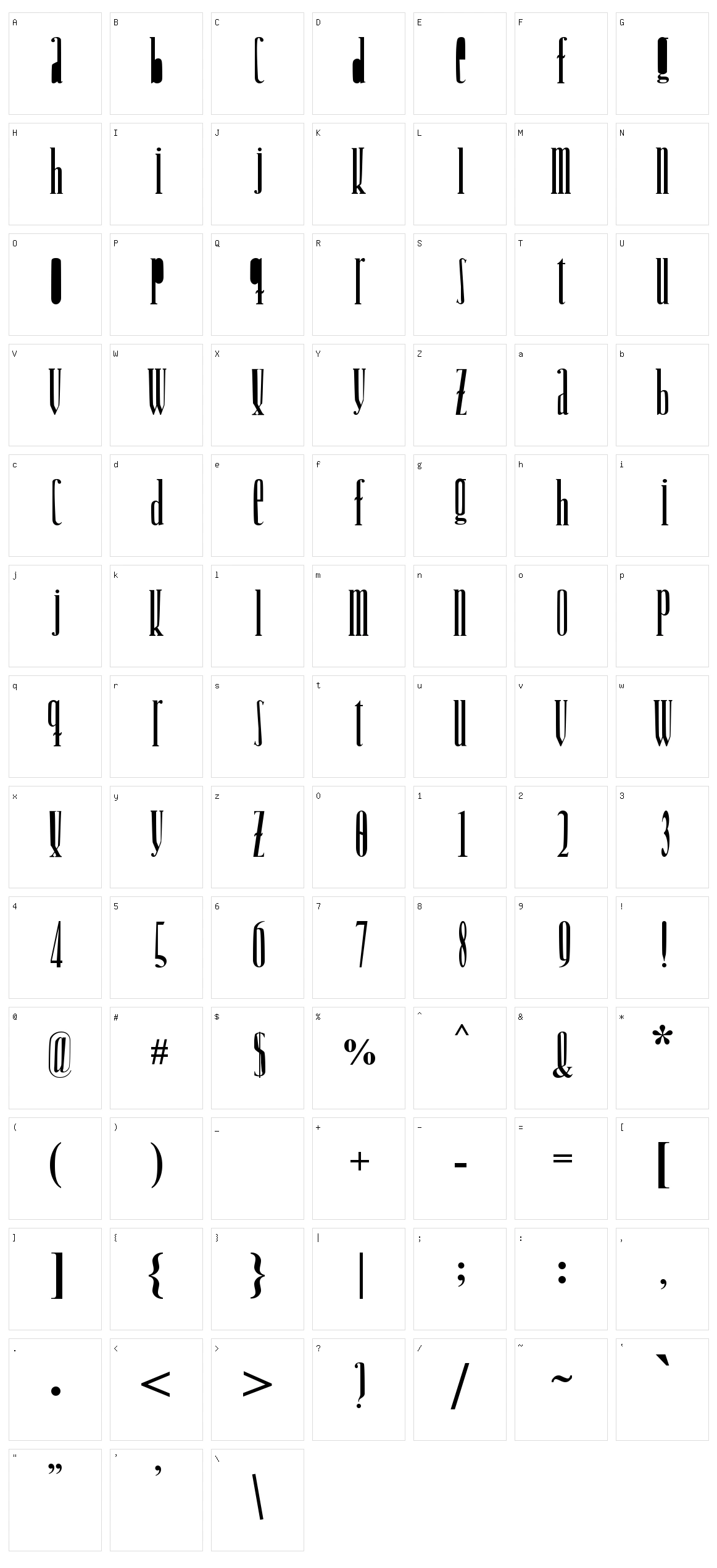Woodcutter Jet-Set Character Set
