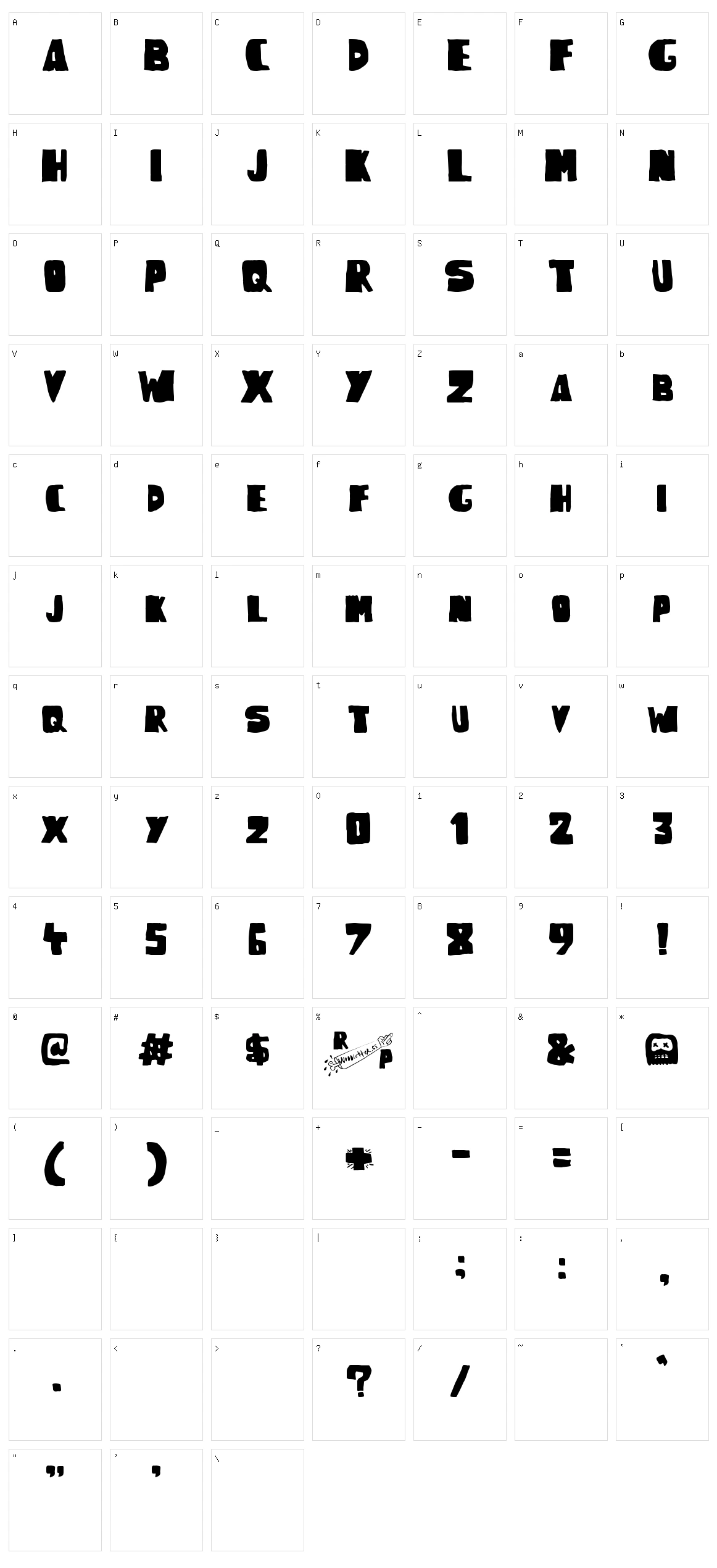 Woodcutter Rude Press Character Set