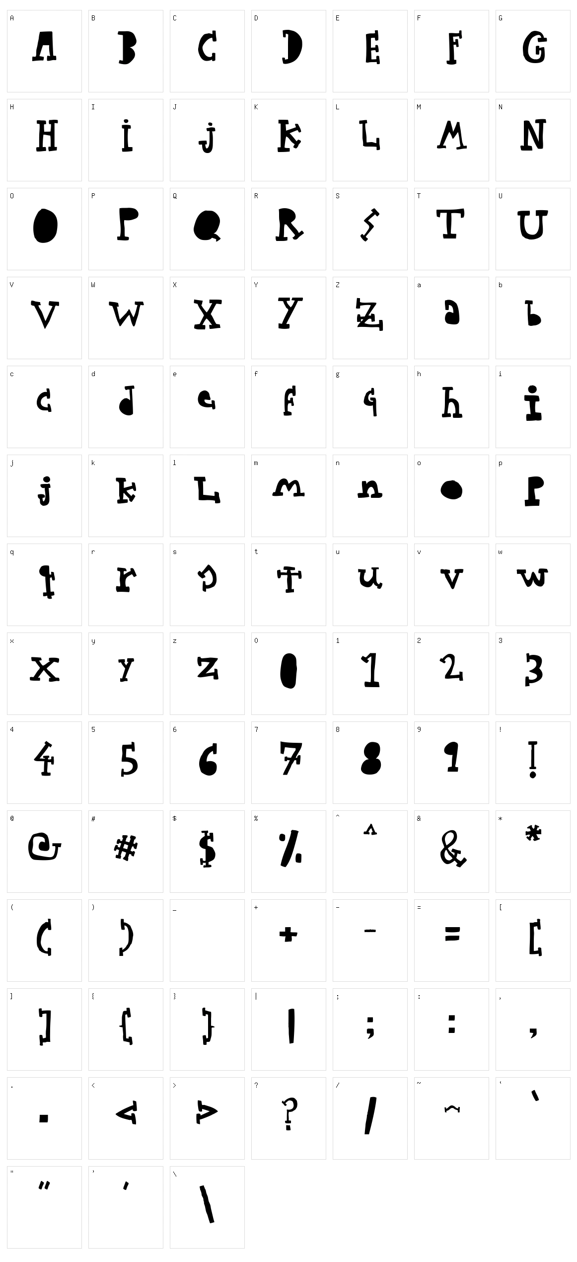 Woodcutter Typewritter Character Set