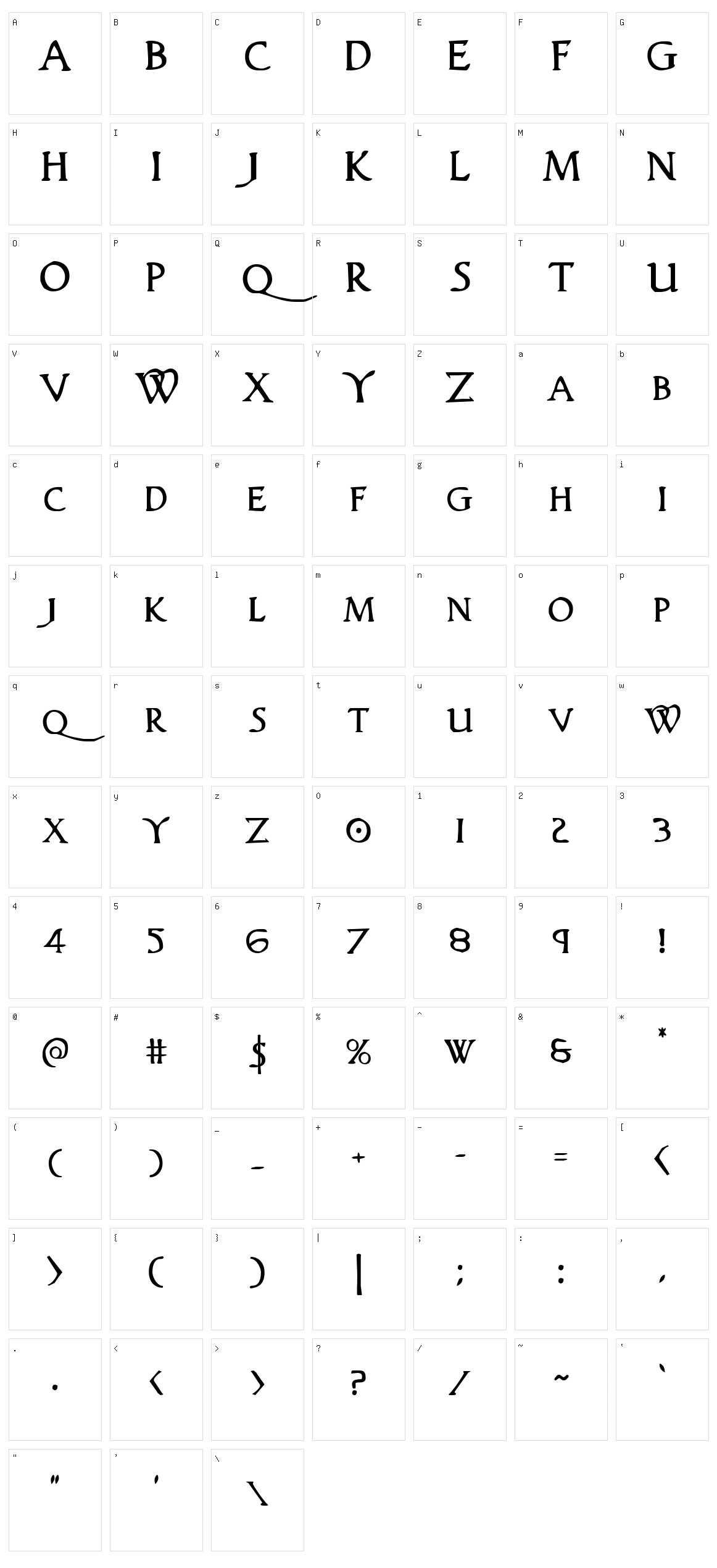 Woodgod Character Set