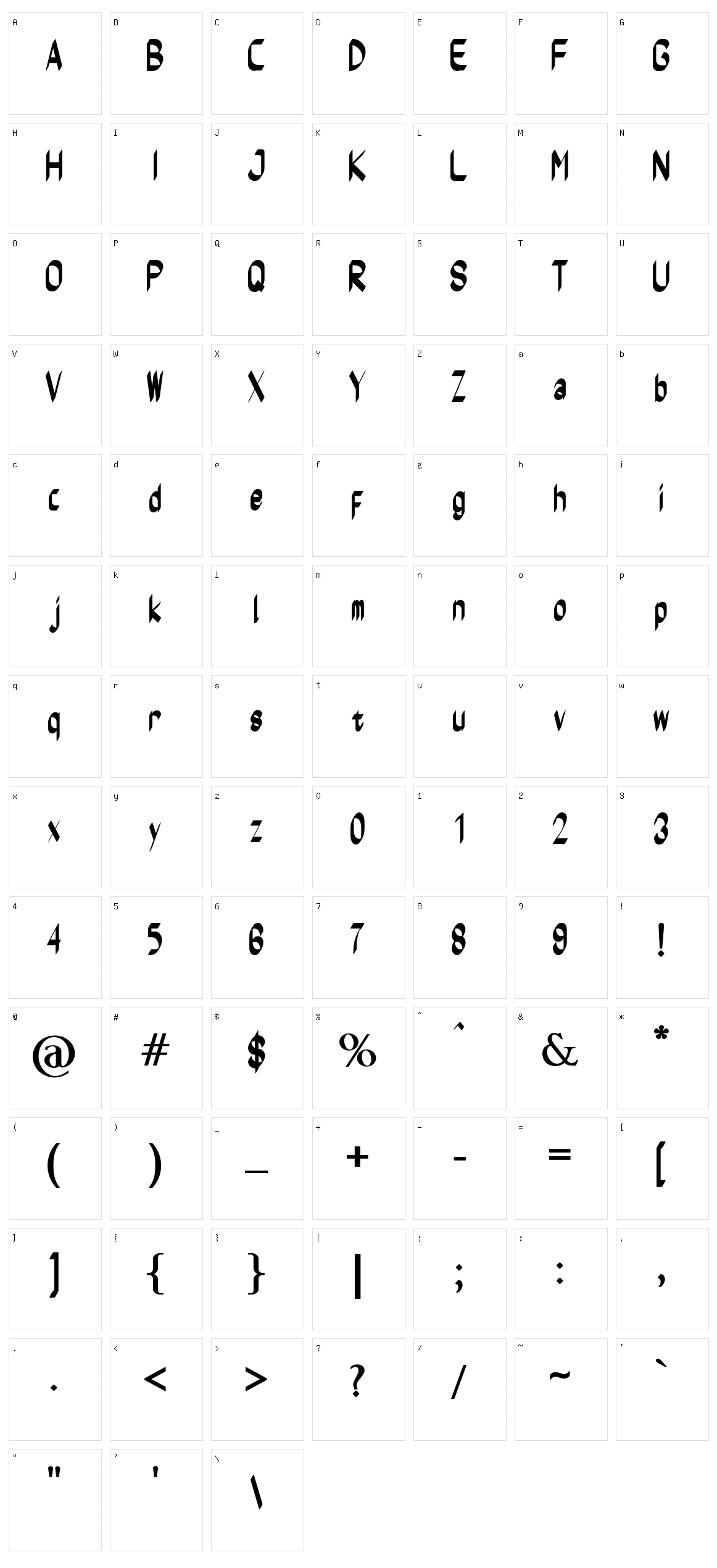 Worflat Character Set