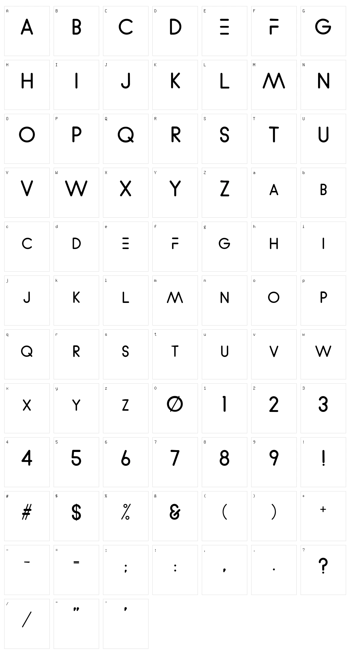 WVelez Logofont Character Set