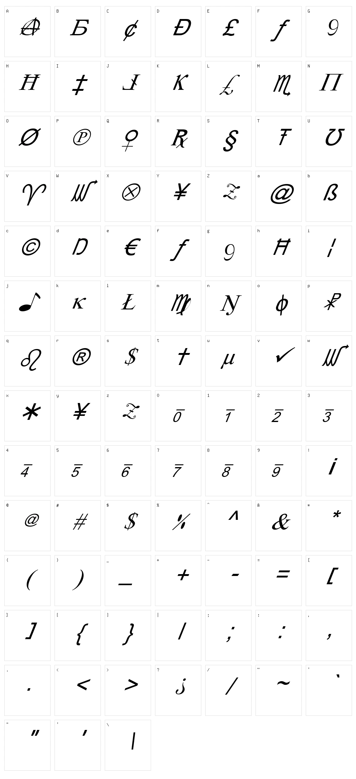 X-Cryption Character Set