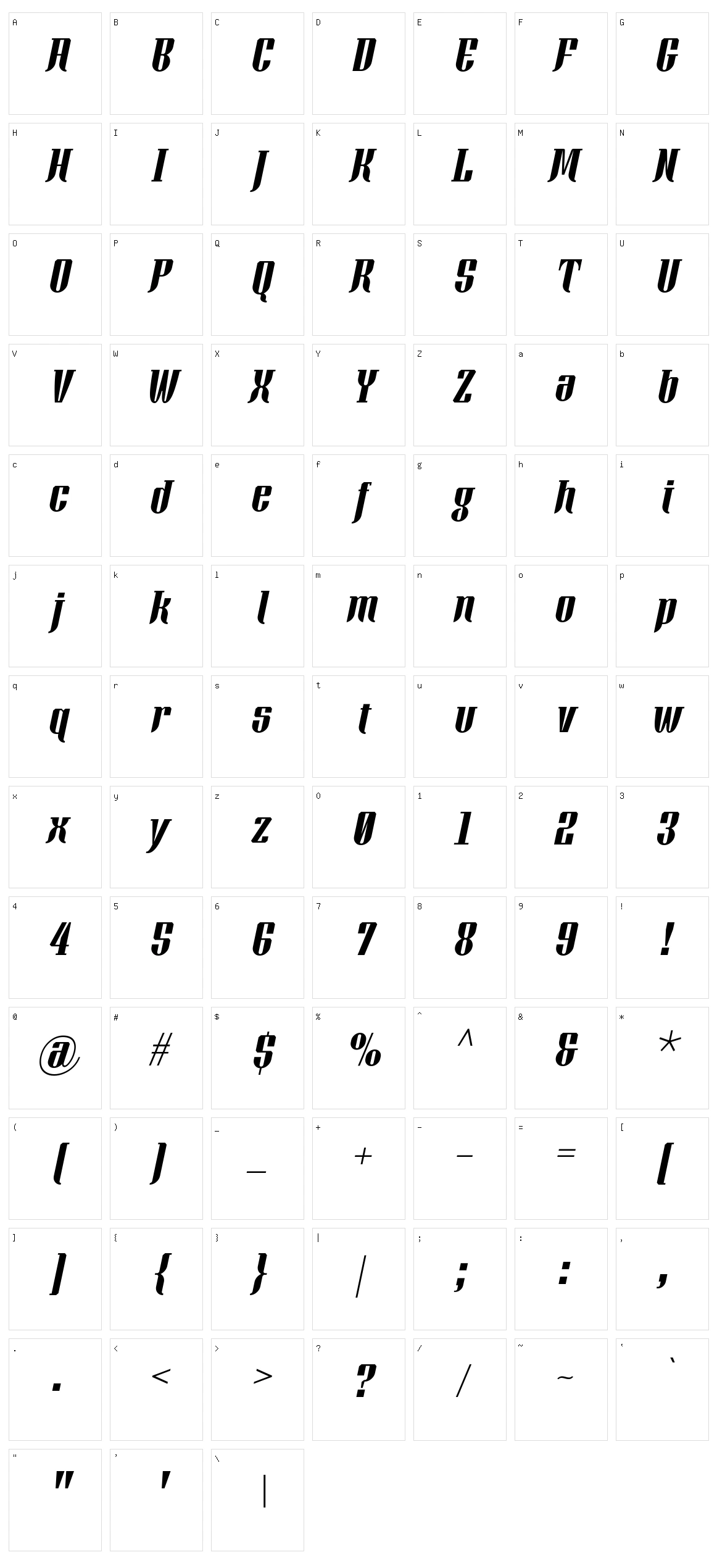 Xacose Character Set