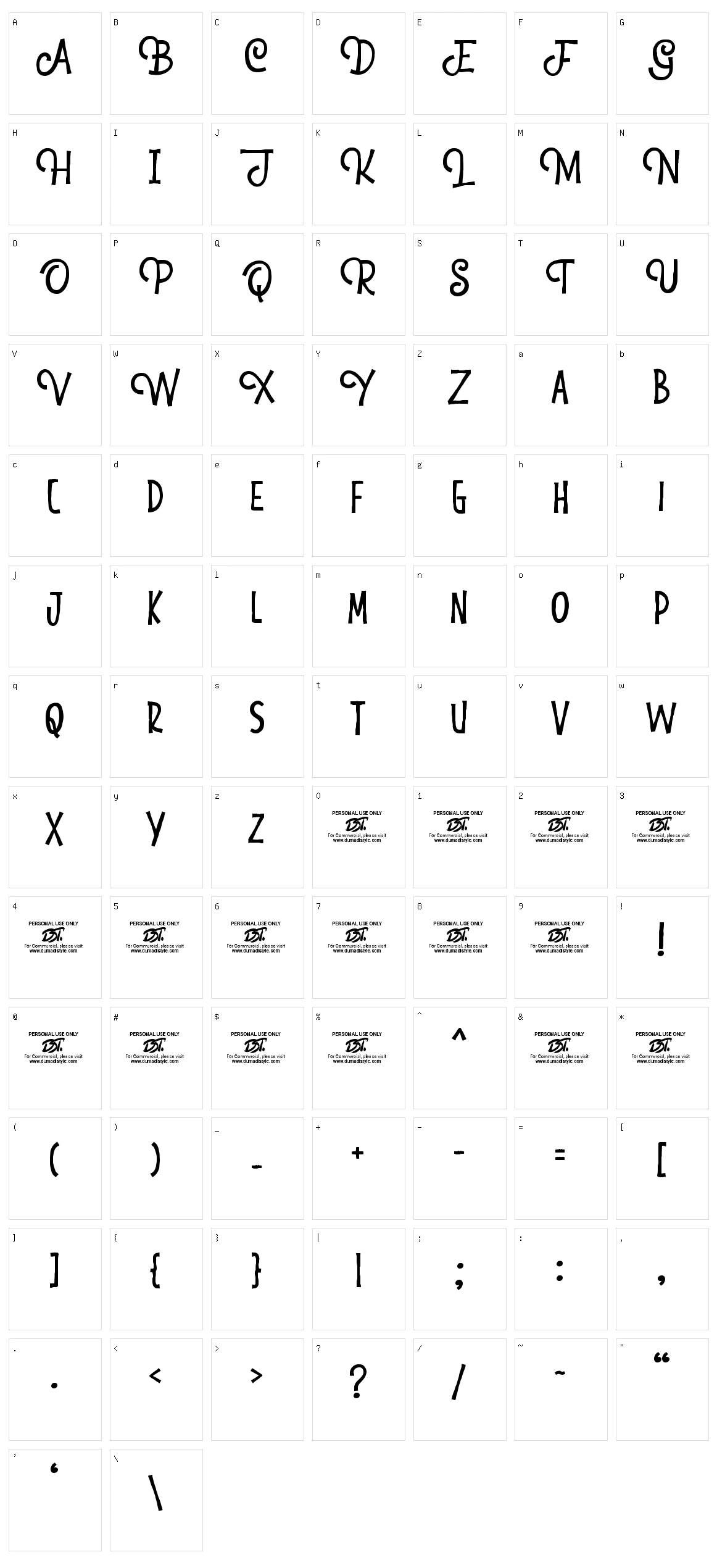 Yowes Character Set