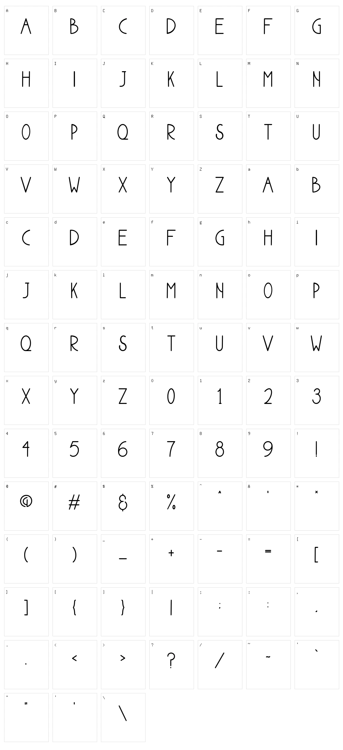 Zamoretta Character Set