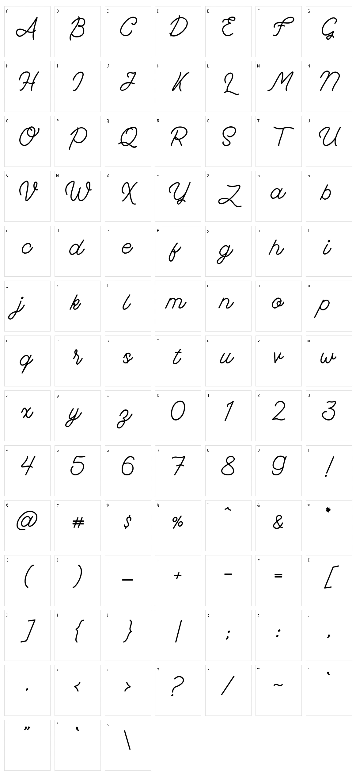 Fad Script Character Set