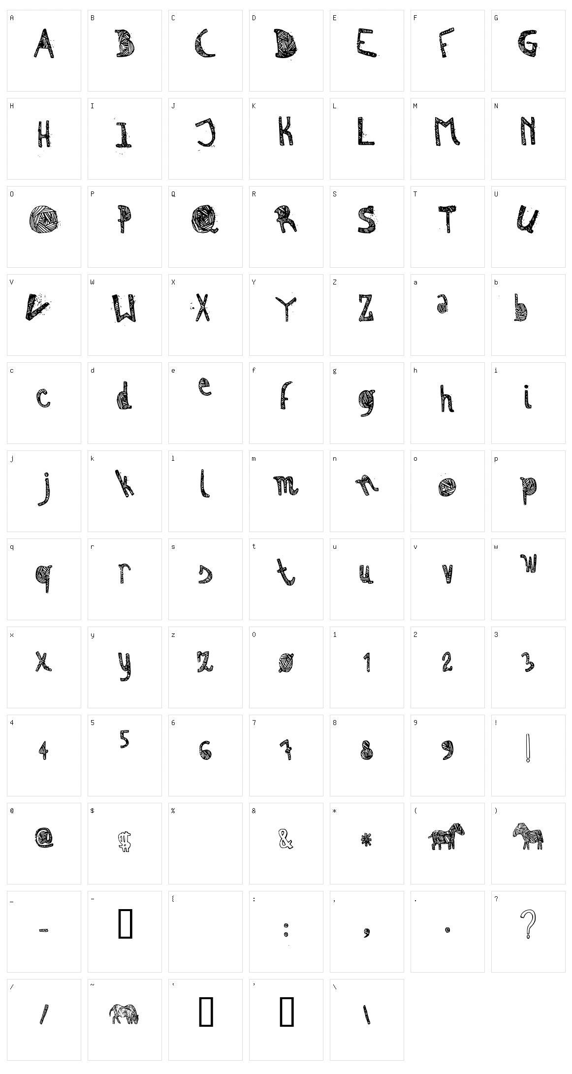 Zebra Character Set