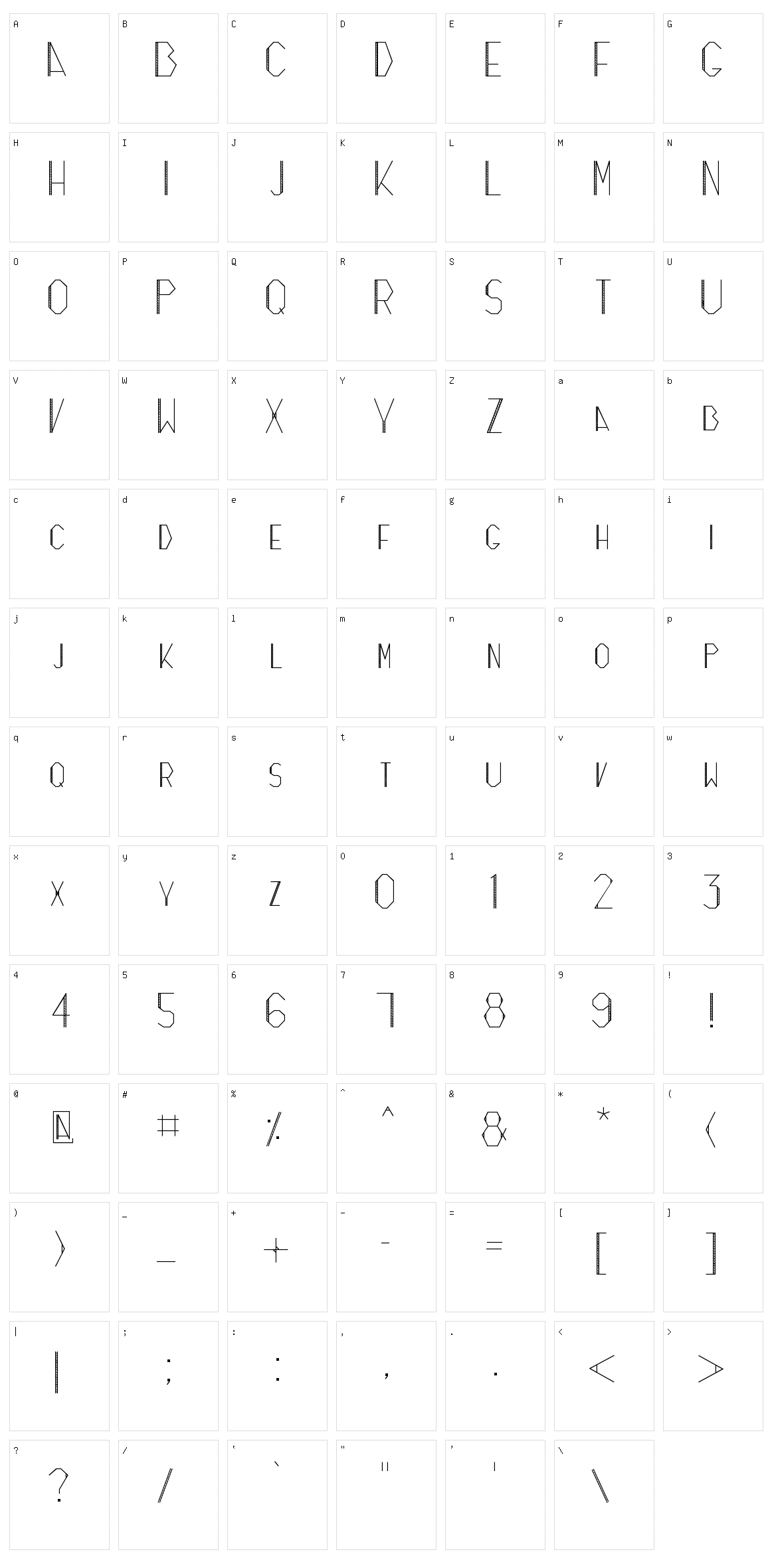 Zicizac Character Set