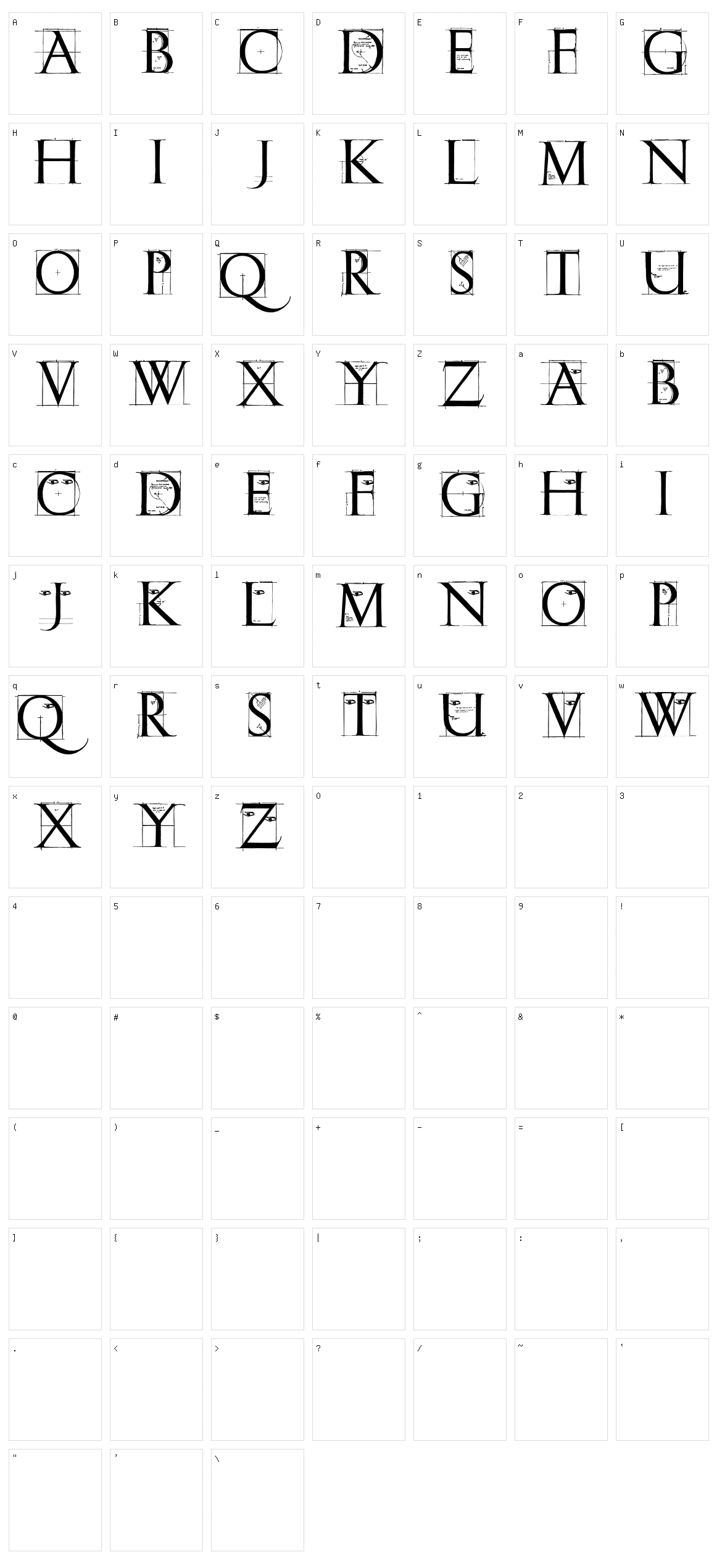 ErikGCaps Character Set