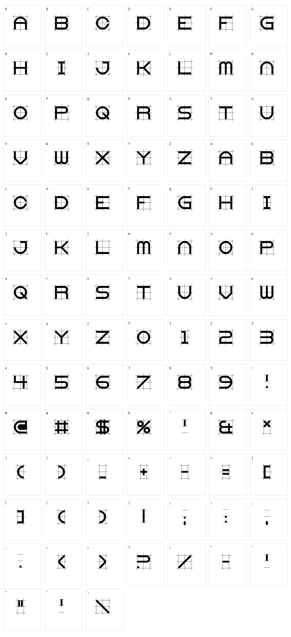 Gridget Character Set