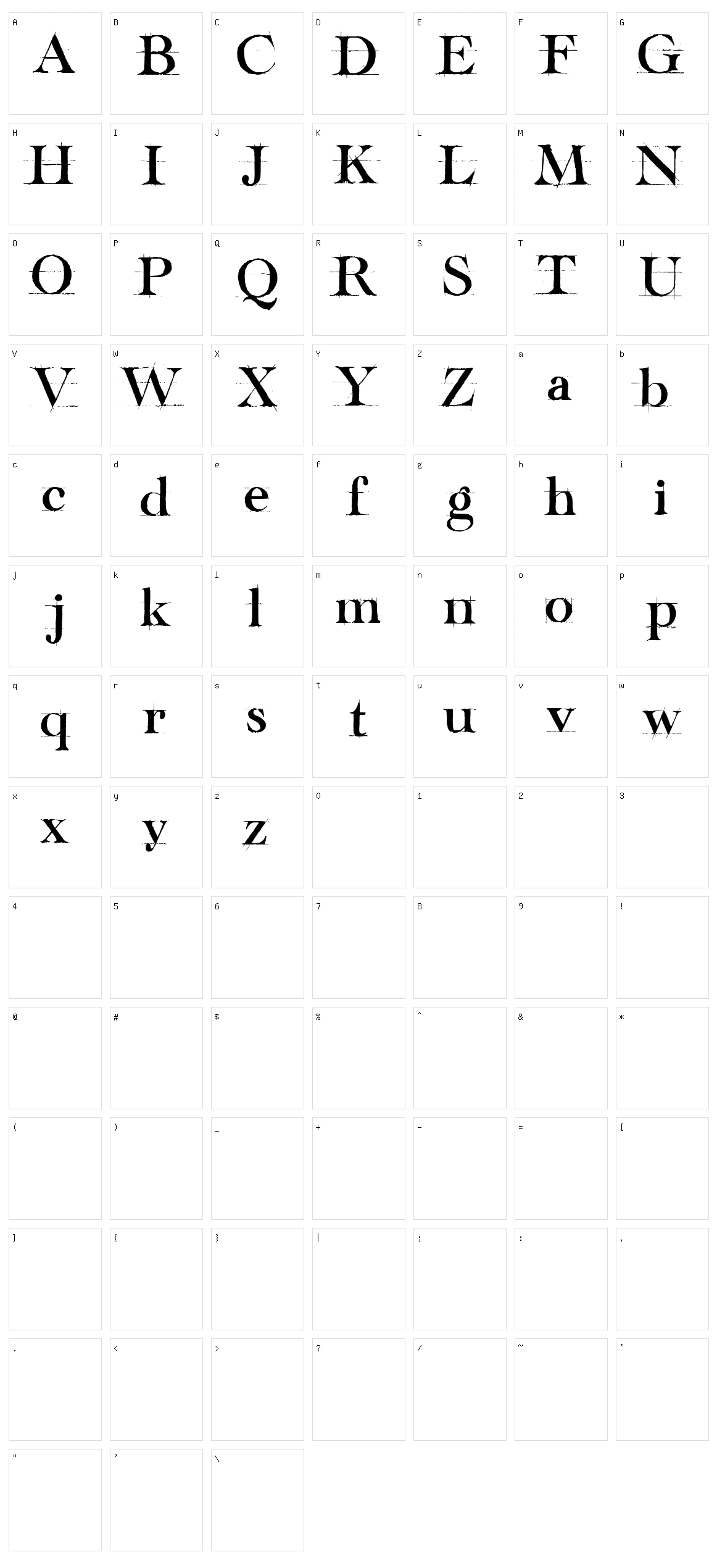 Handwriting Black Draft Character Set